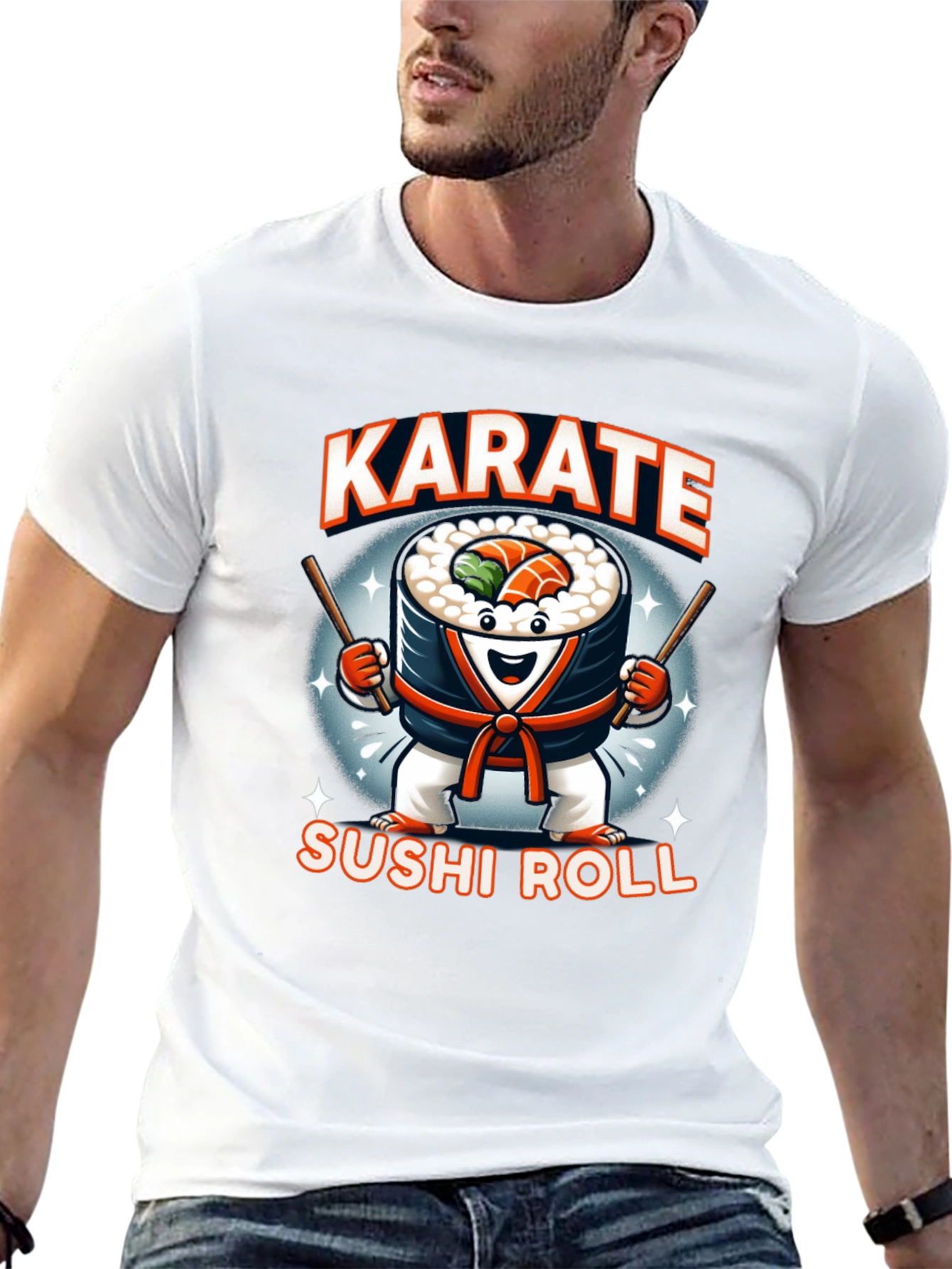 Karate Sushi Roll T-Shirt Fun Foodie Martial Arts Tee