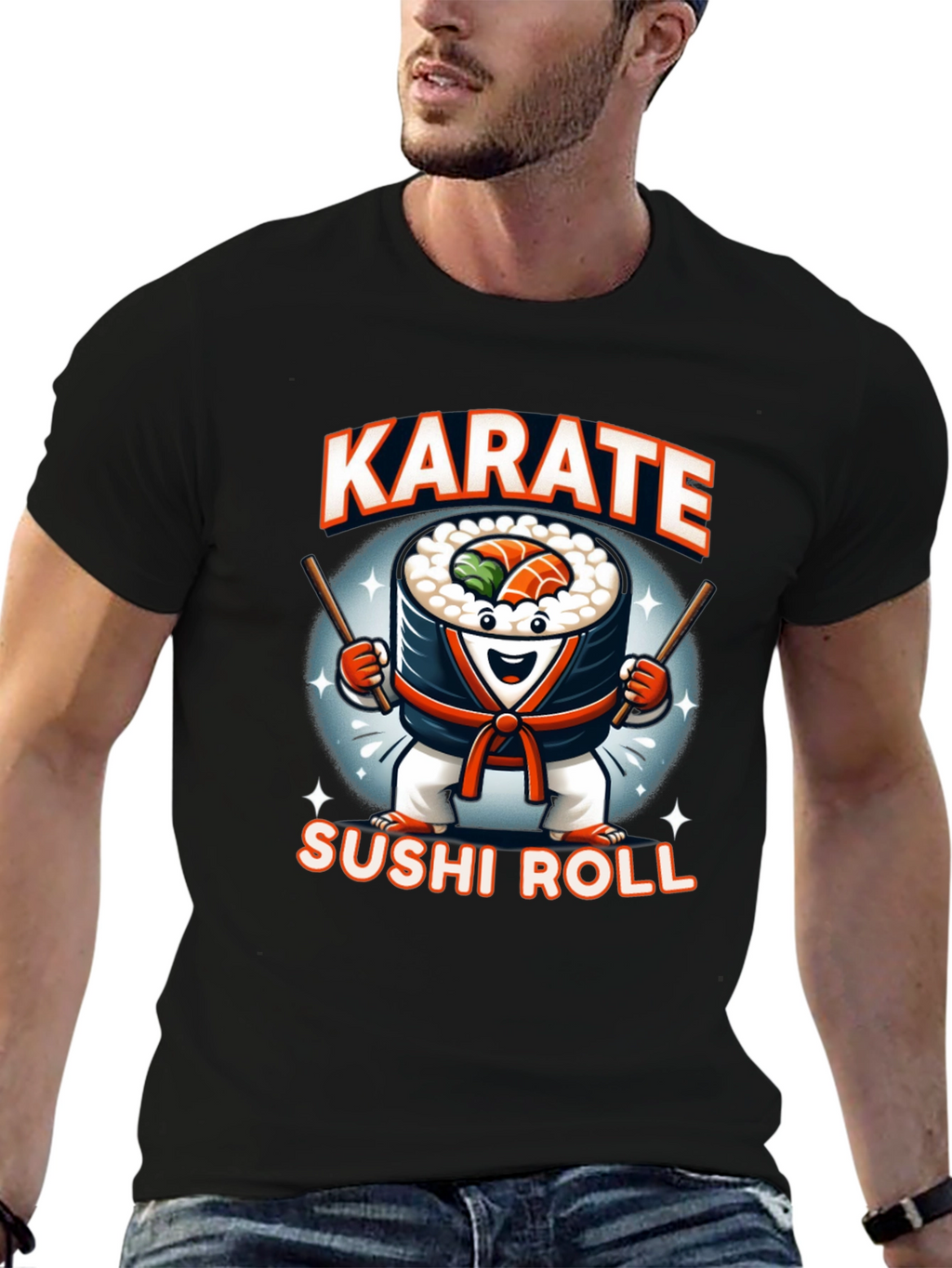 Karate Sushi Roll T-Shirt Fun Foodie Martial Arts Tee