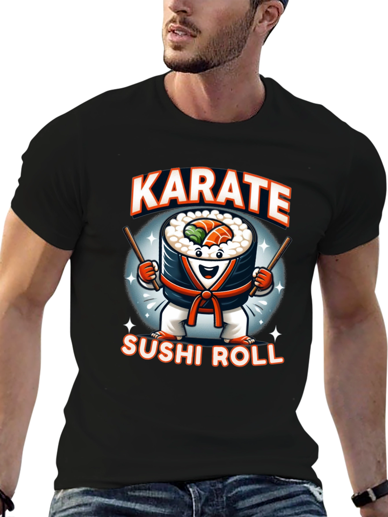 Karate Sushi Roll T-Shirt Fun Foodie Martial Arts Tee