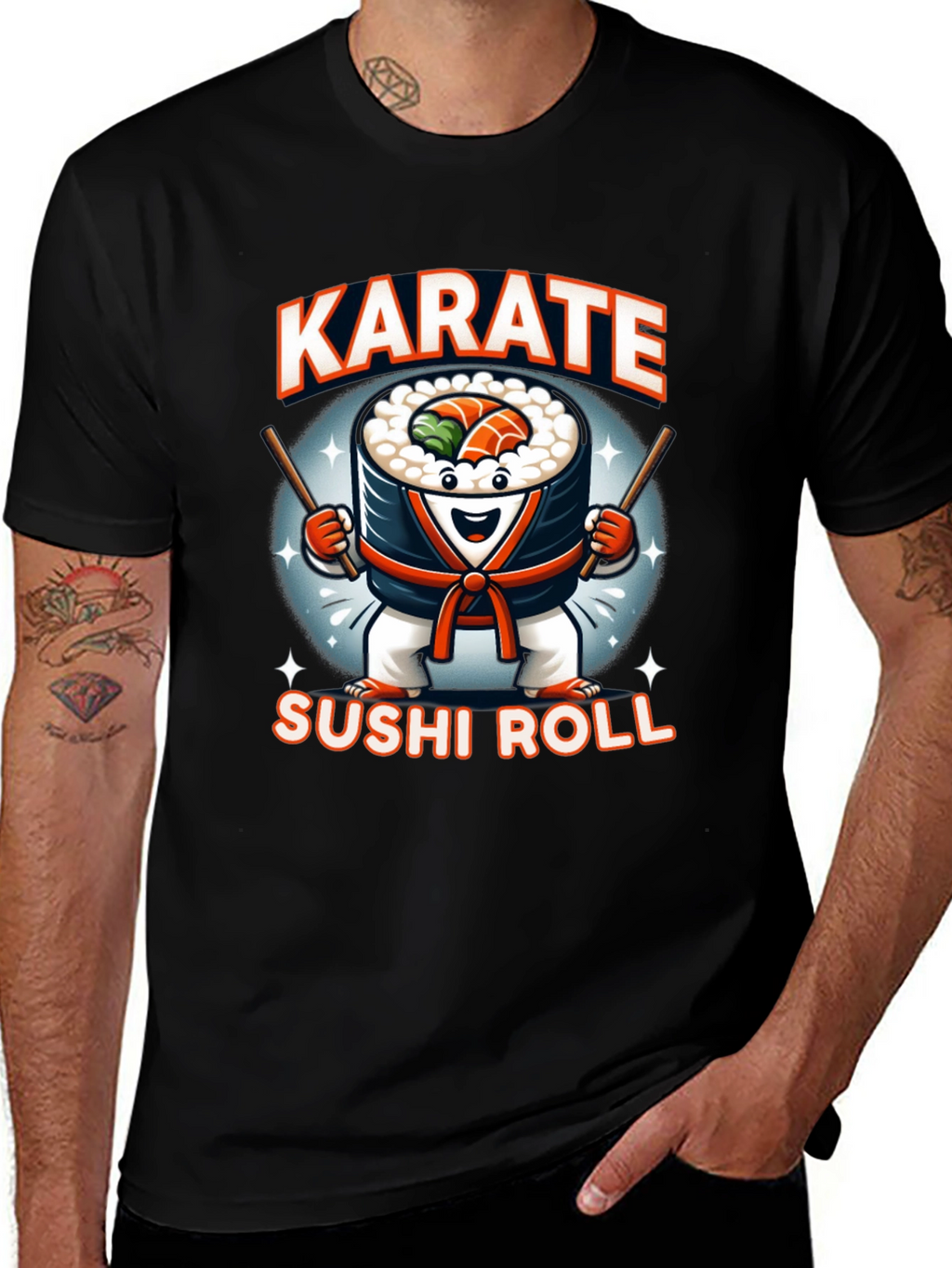 Karate Sushi Roll T-Shirt Fun Foodie Martial Arts Tee