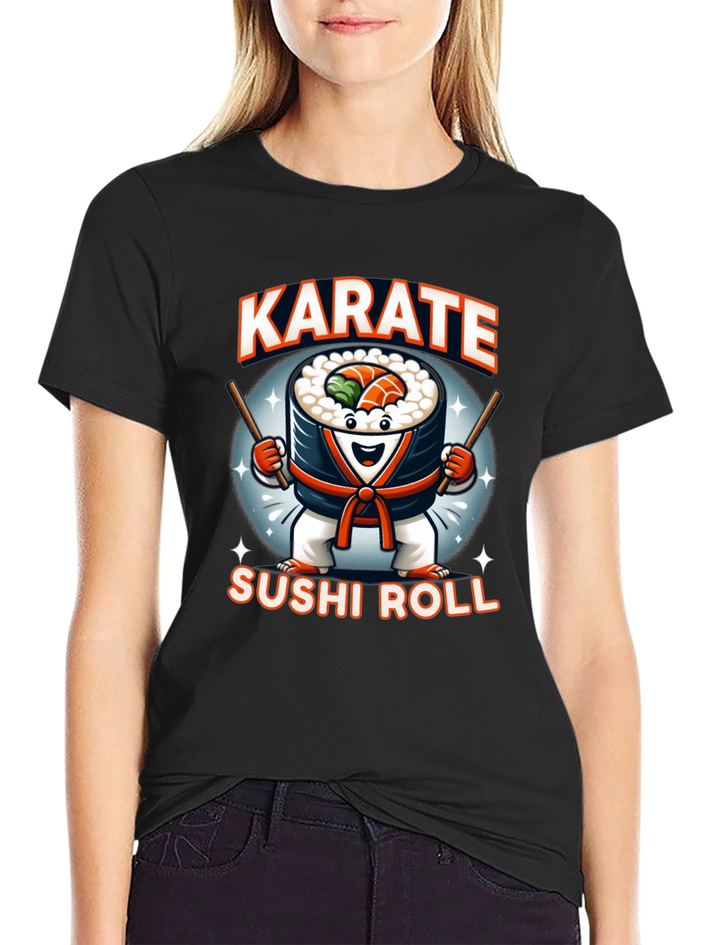 Karate Sushi Roll T-Shirt Fun Foodie Martial Arts Tee