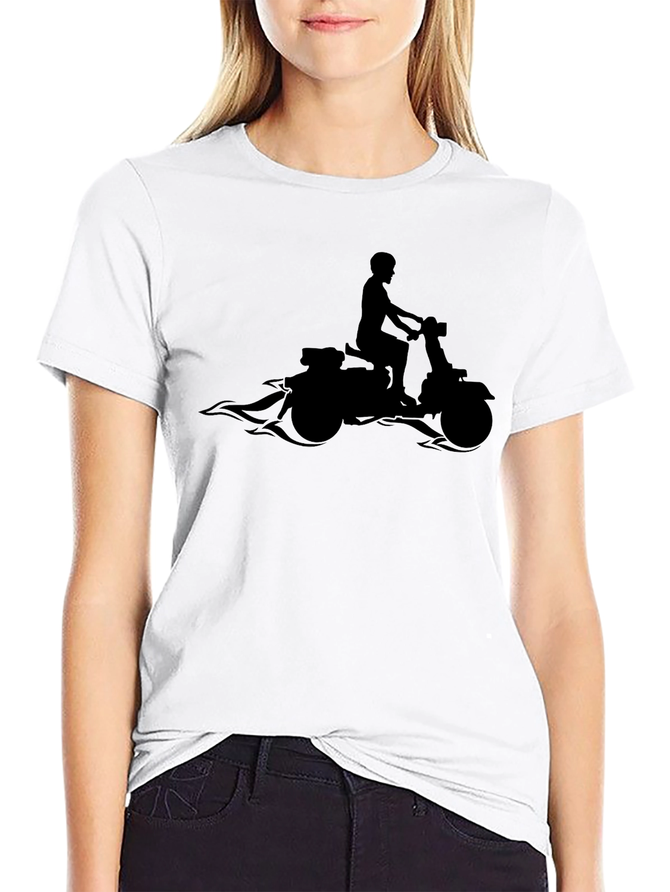 Motorcycle Rider Graphic Tee - Black