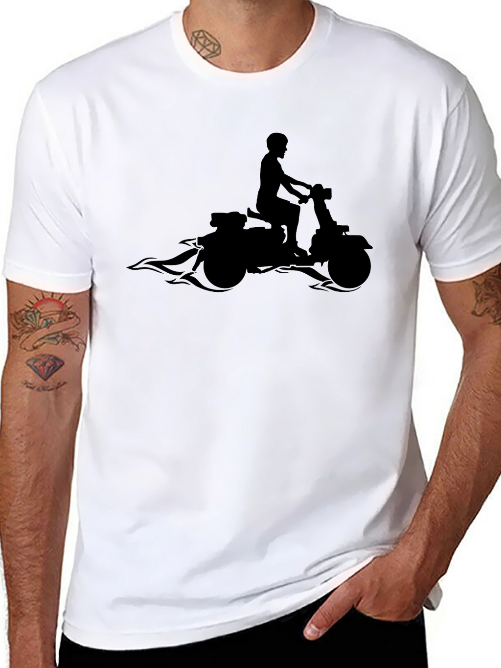 Motorcycle Rider Graphic Tee - Black