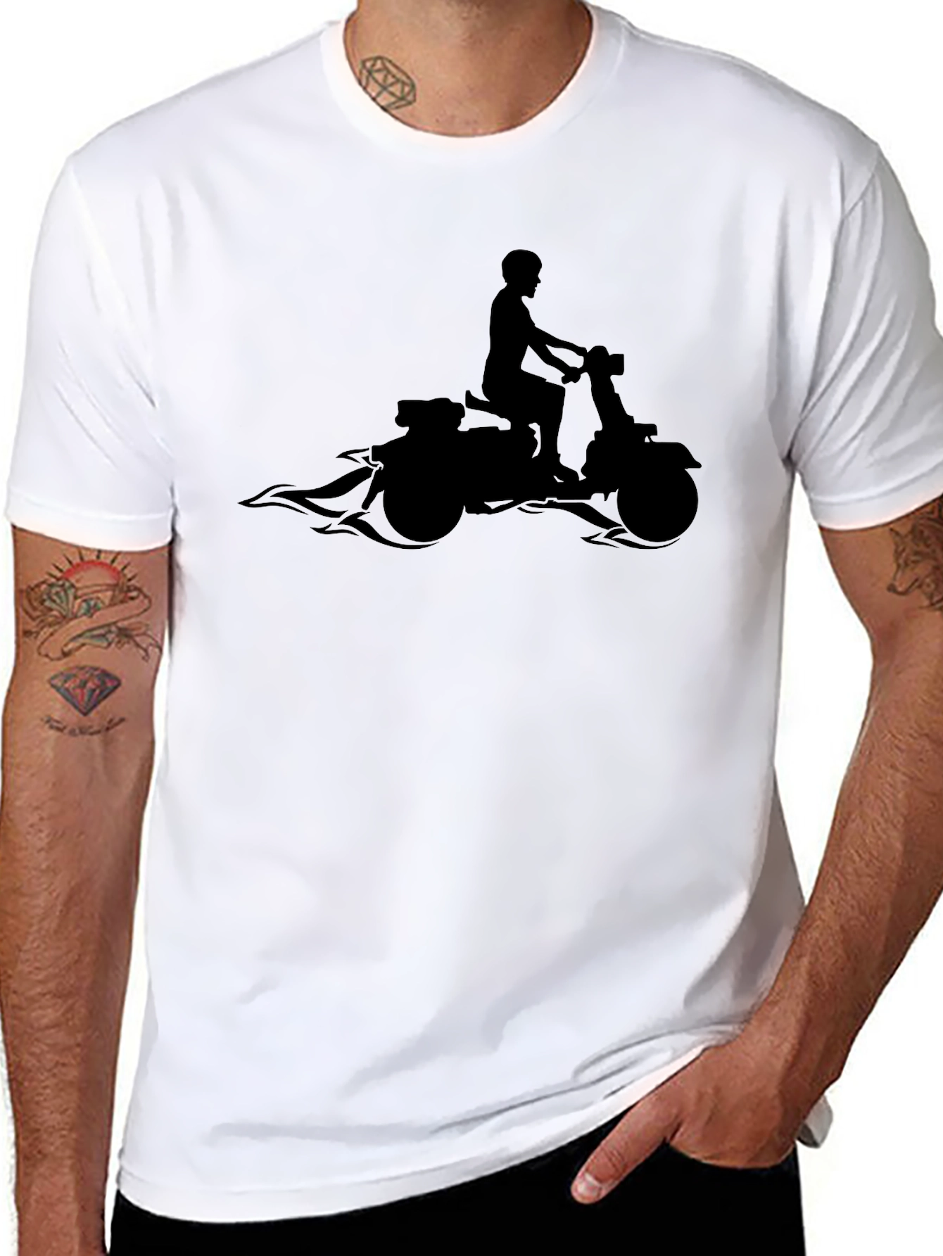 Motorcycle Rider Graphic Tee - Black