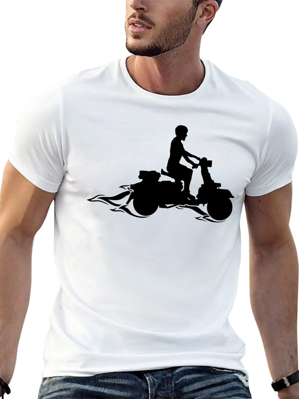 Motorcycle Rider Graphic Tee - Black