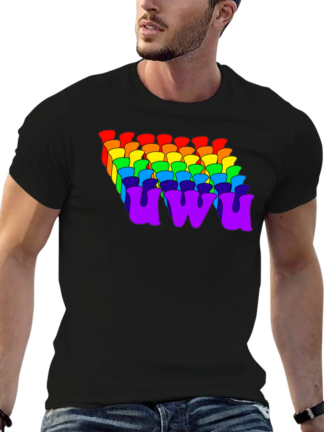 Rainbow UWU Graphic Tee - Soft Cotton Comfort