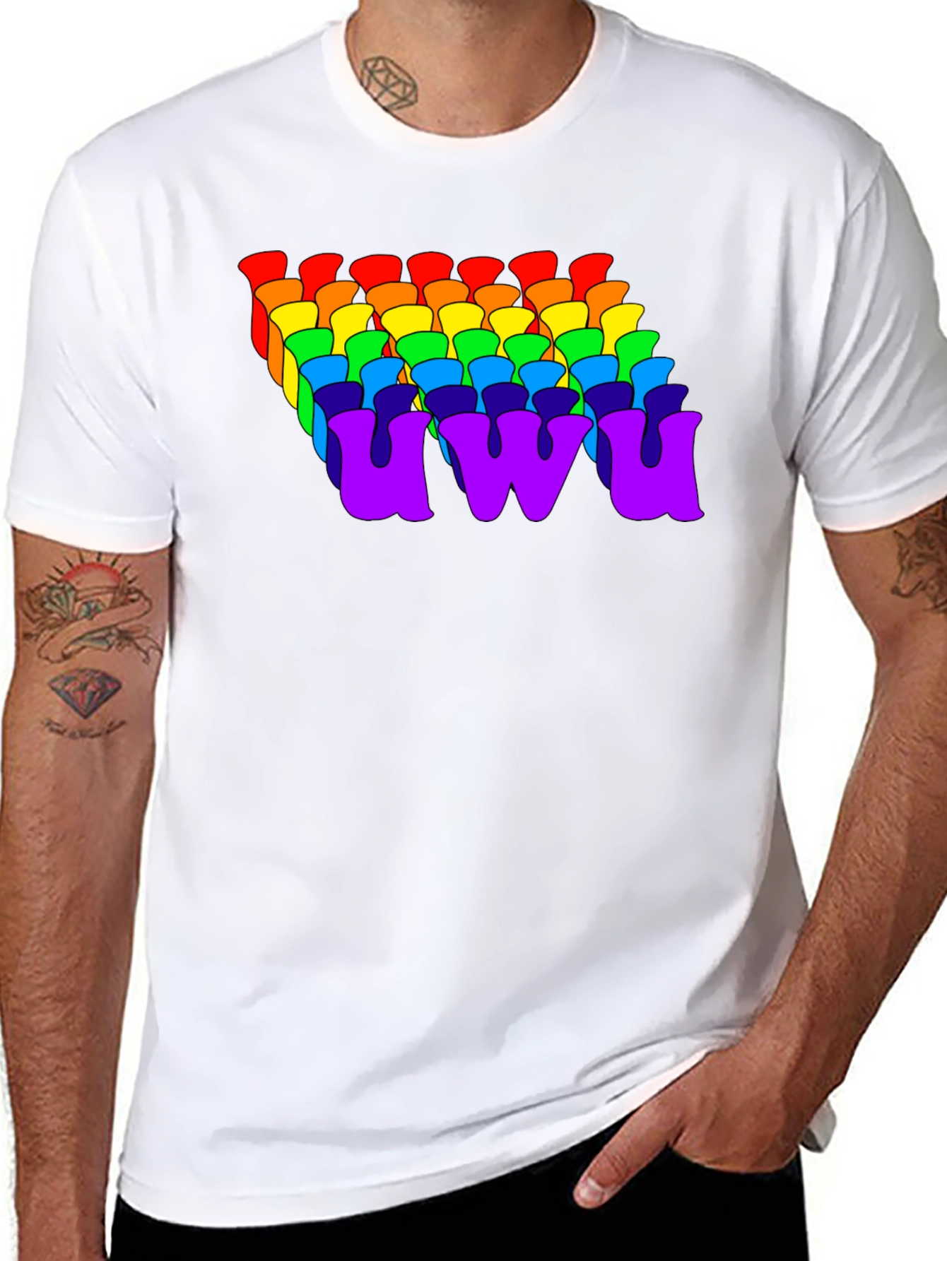 Rainbow UWU Graphic Tee - Soft Cotton Comfort