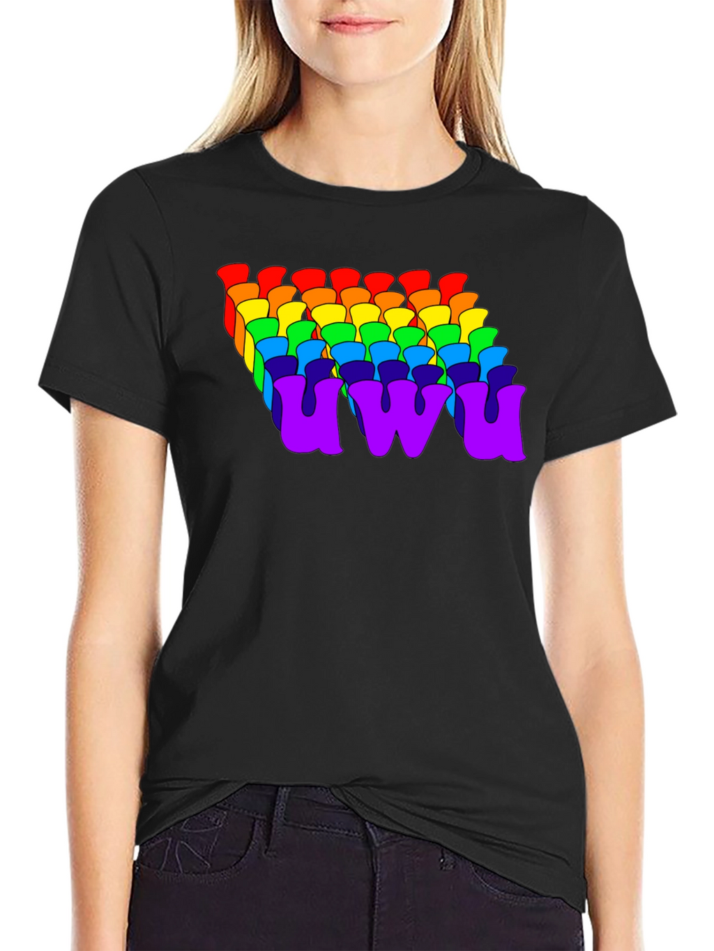 Rainbow UWU Graphic Tee - Soft Cotton Comfort