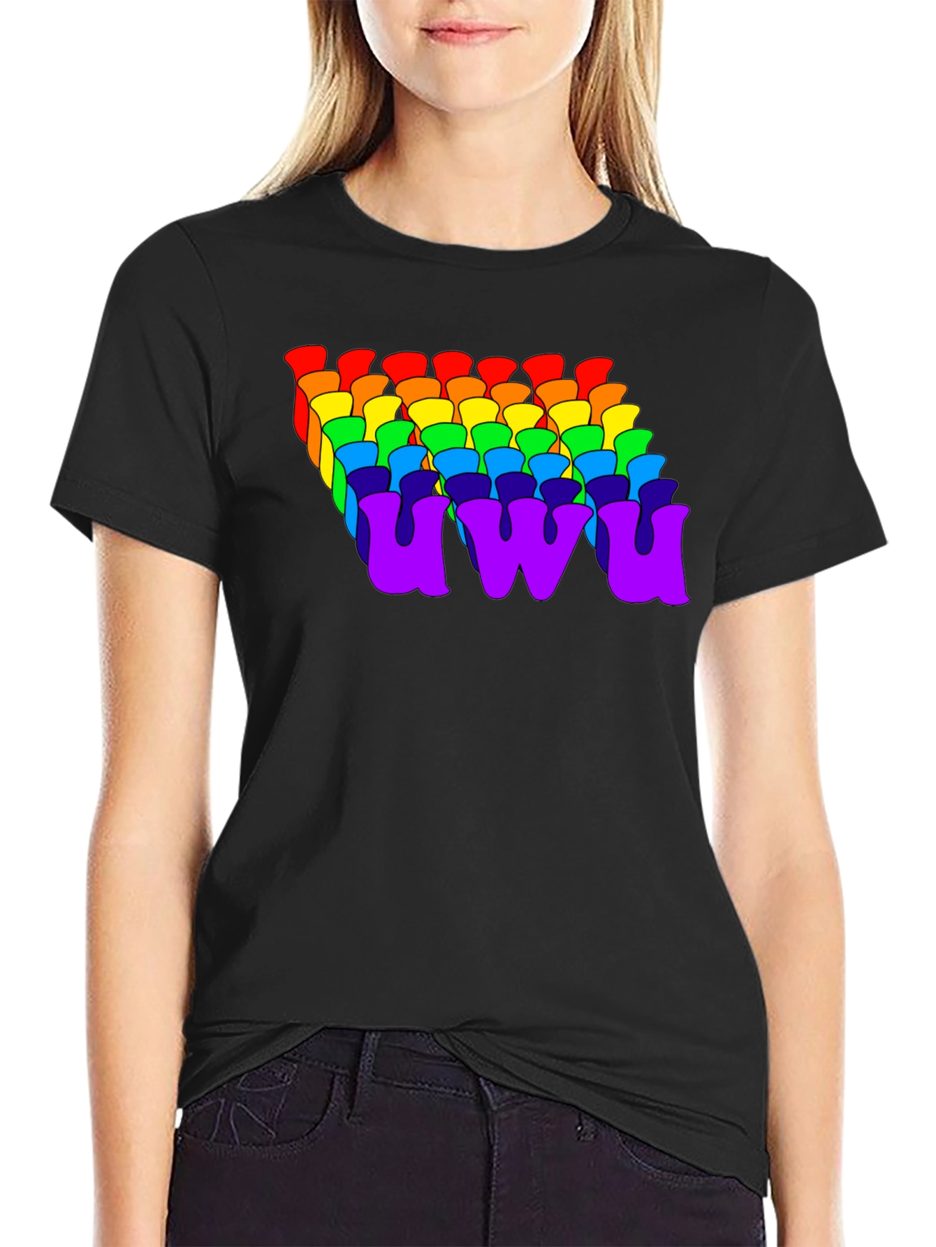 Rainbow UWU Graphic Tee - Soft Cotton Comfort