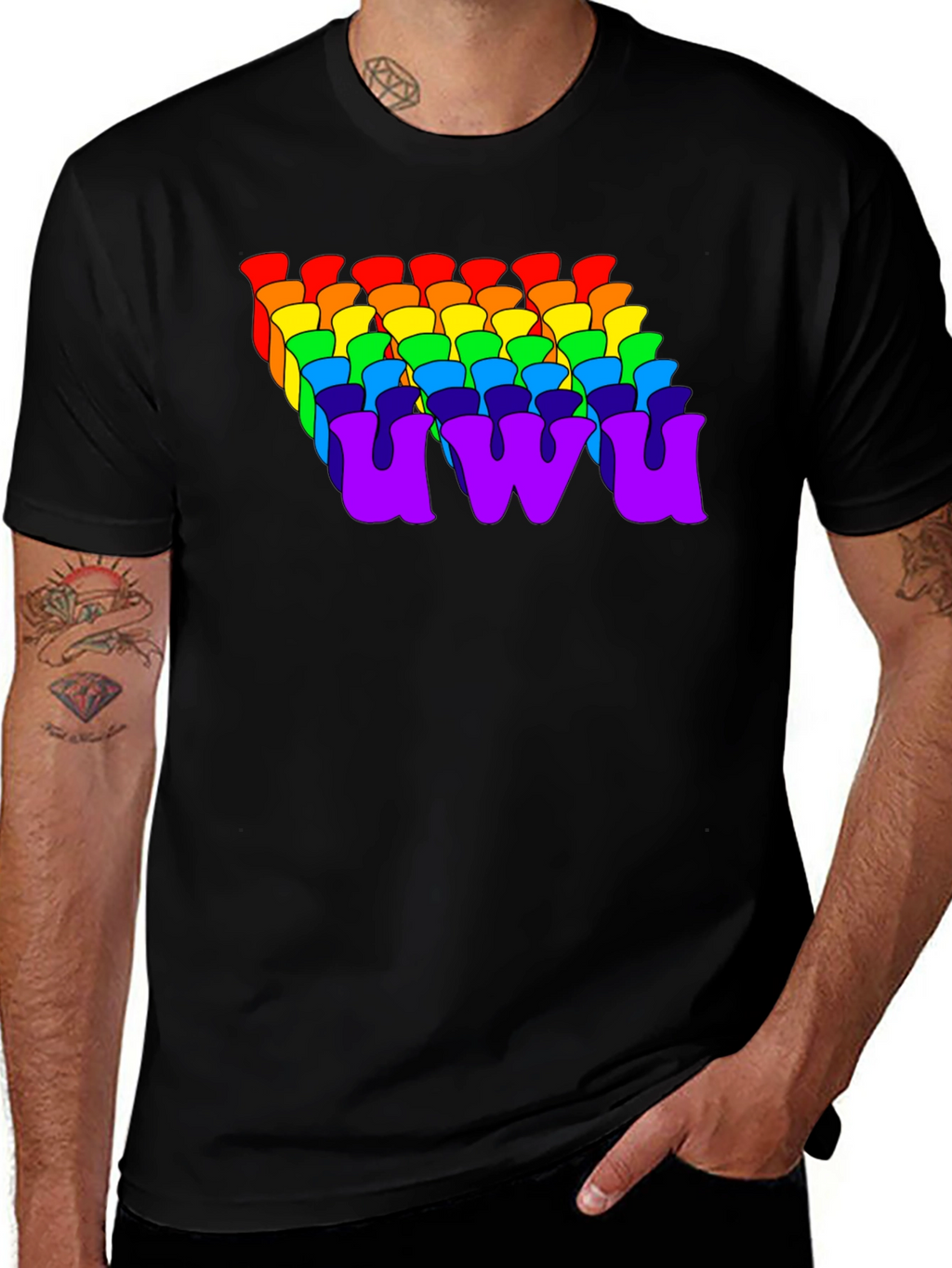Rainbow UWU Graphic Tee - Soft Cotton Comfort