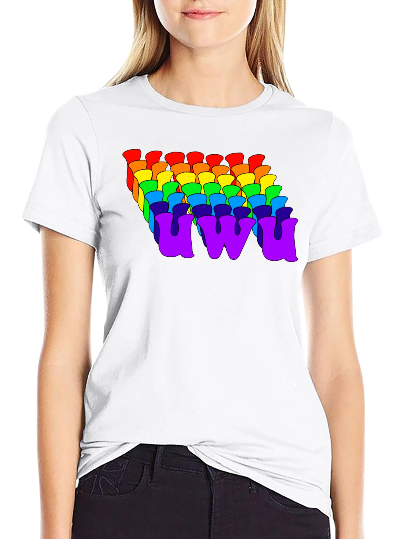 Rainbow UWU Graphic Tee - Soft Cotton Comfort
