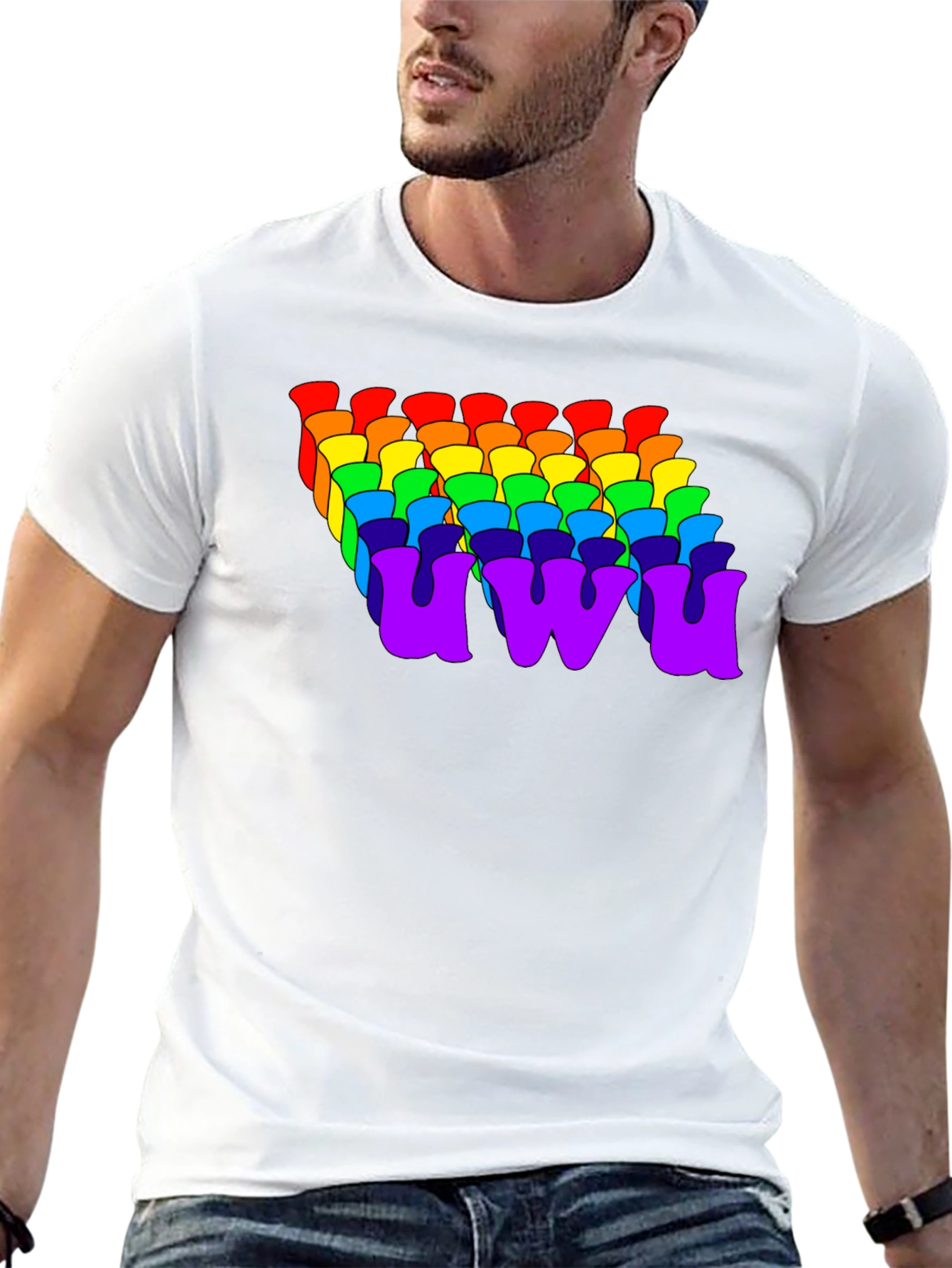 Rainbow UWU Graphic Tee - Soft Cotton Comfort