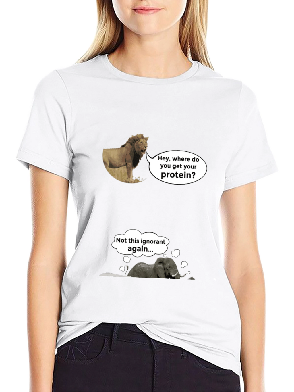 Funny Vegan Lion and Elephant T-Shirt