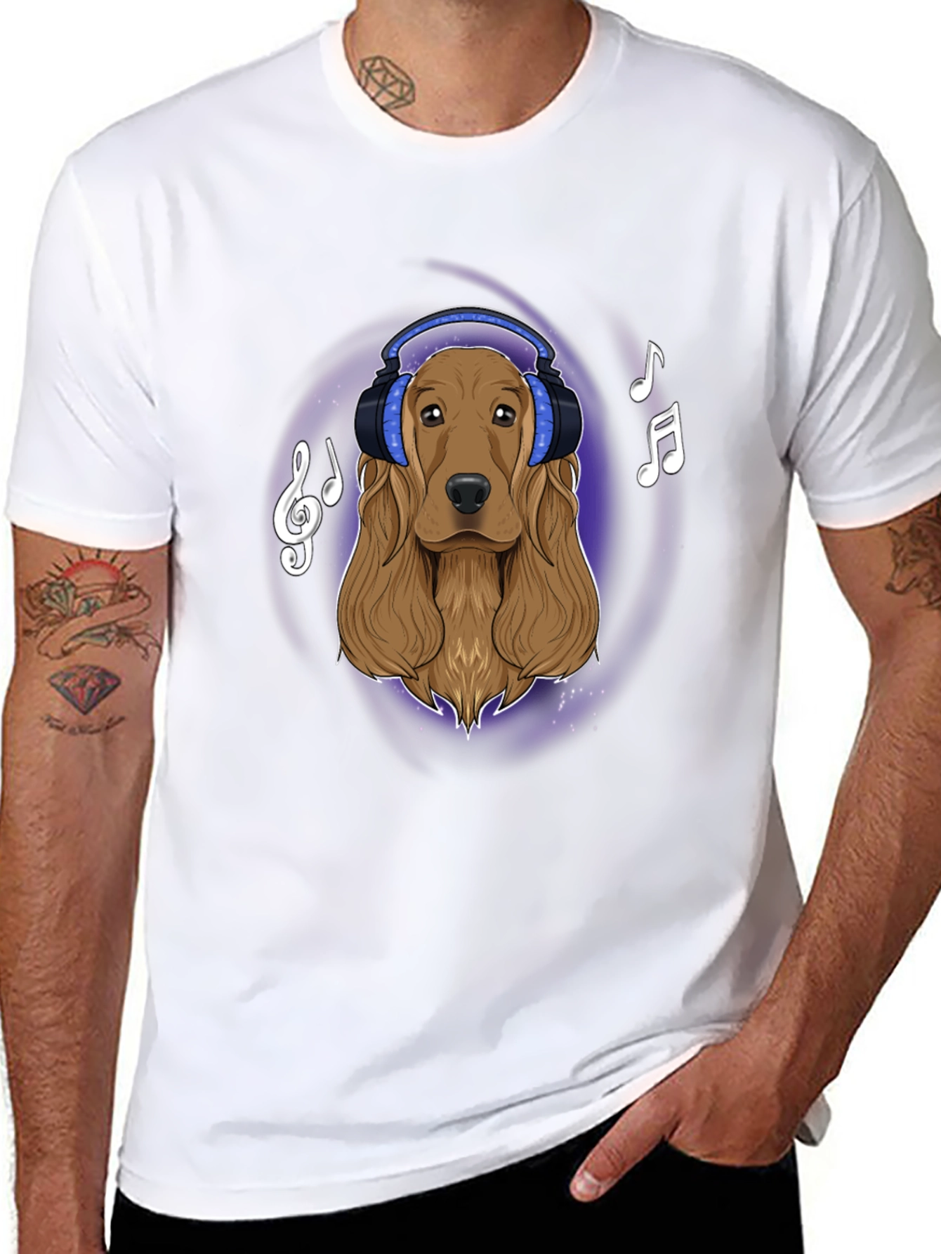 Dog with Headphones Graphic Tee - Music Lovers T-Shirt