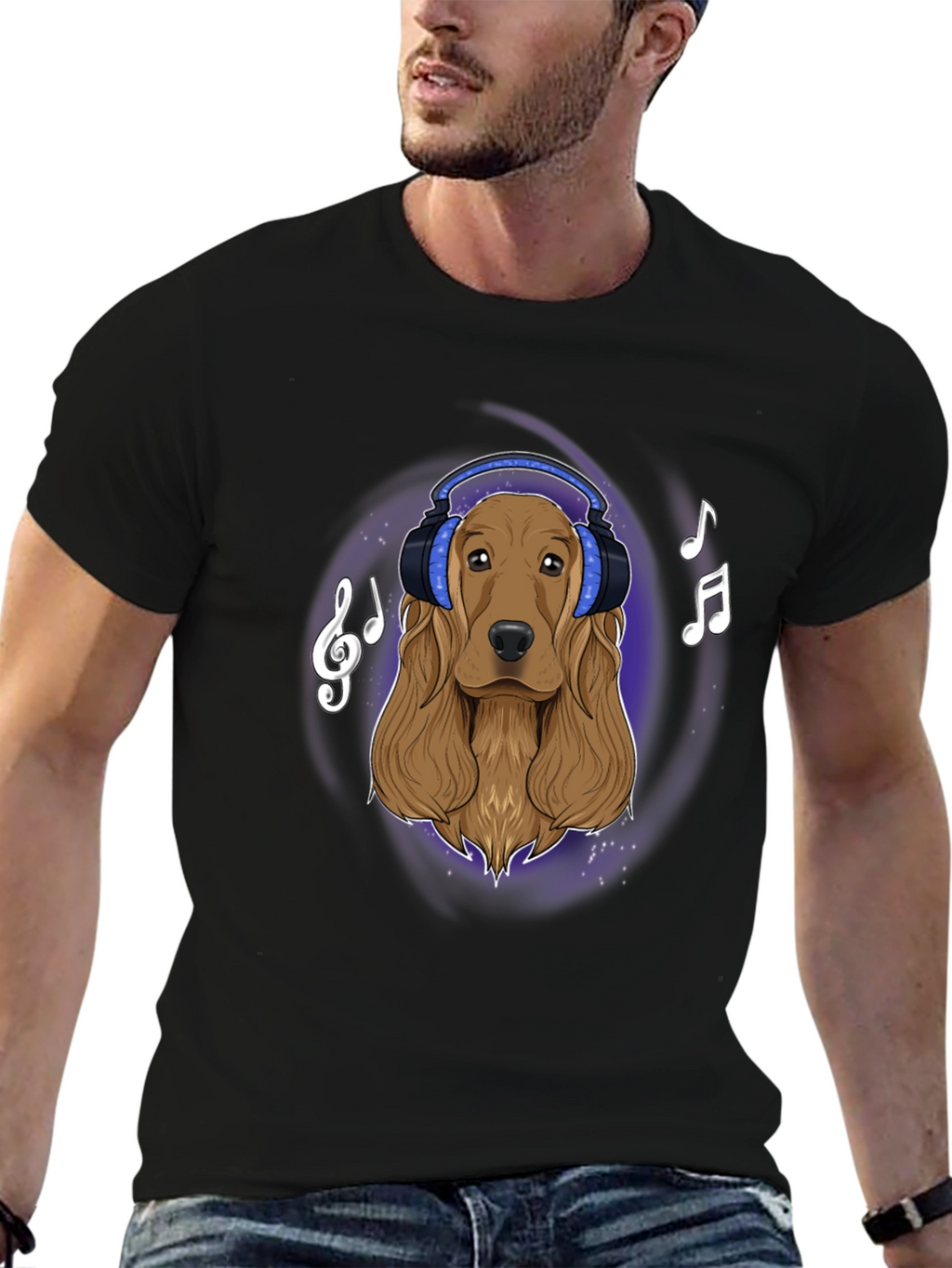 Dog with Headphones Graphic Tee - Music Lovers T-Shirt
