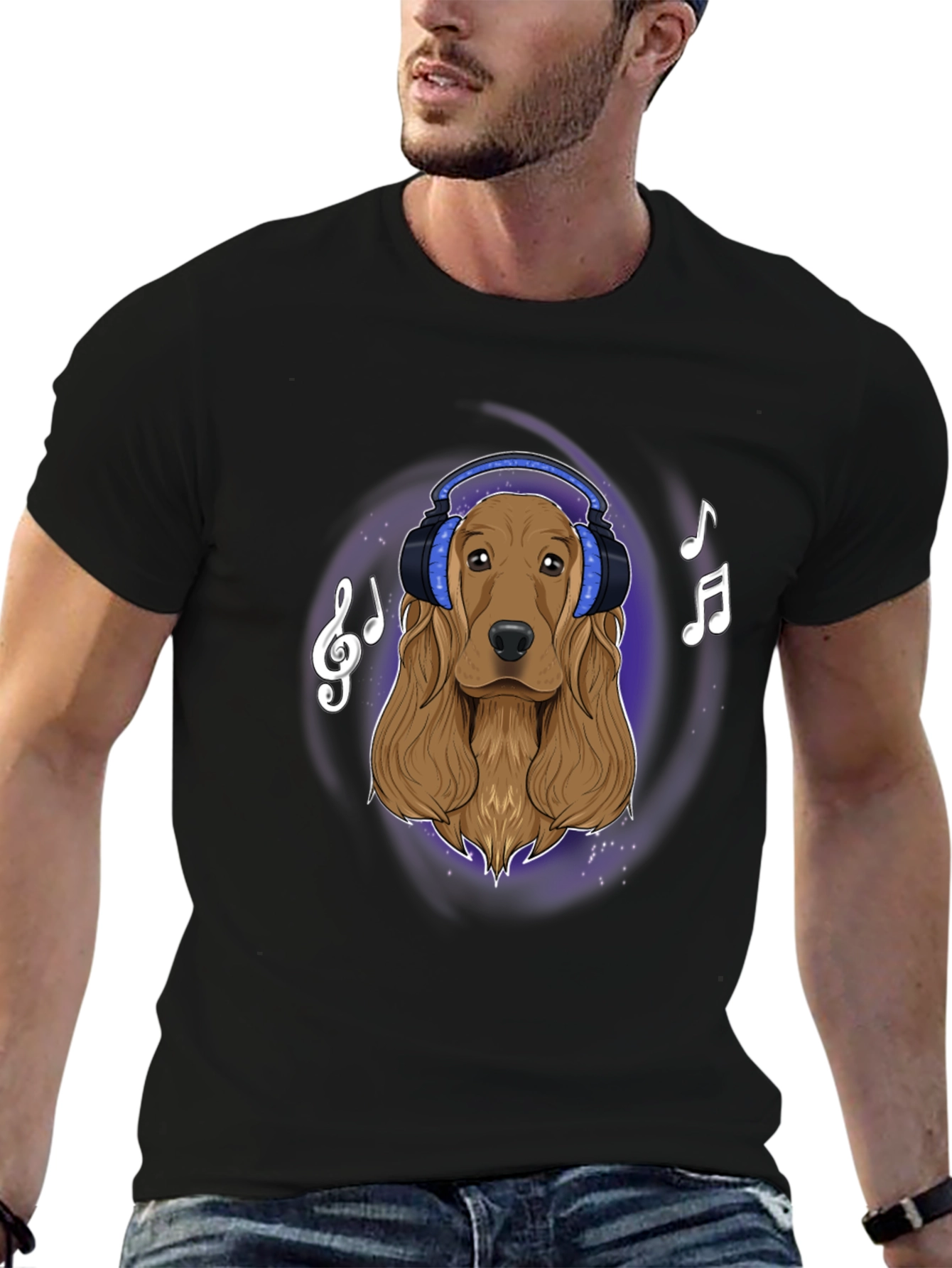 Dog with Headphones Graphic Tee - Music Lovers T-Shirt