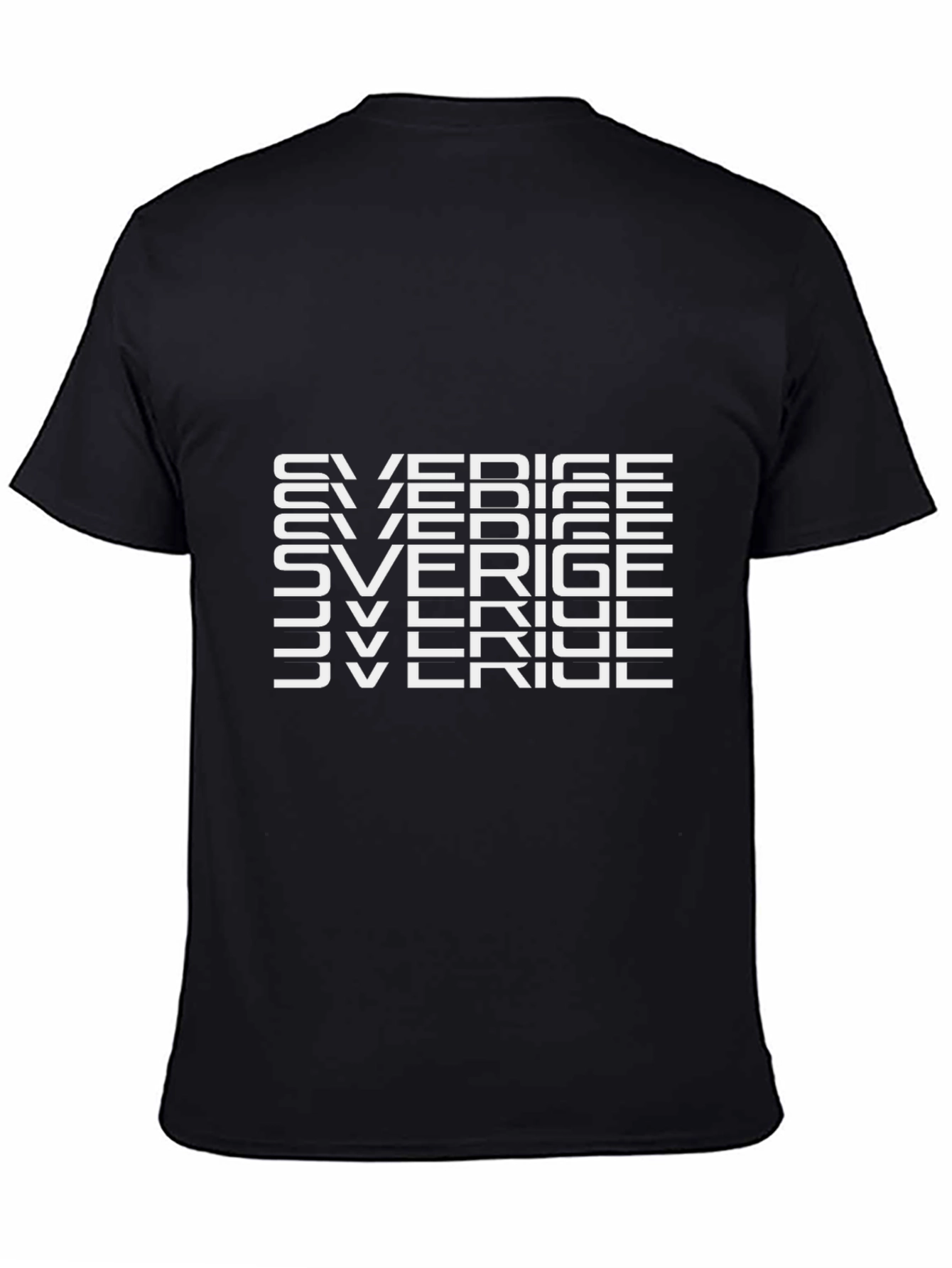 Sverige Text Graphic Print Black T-Shirt