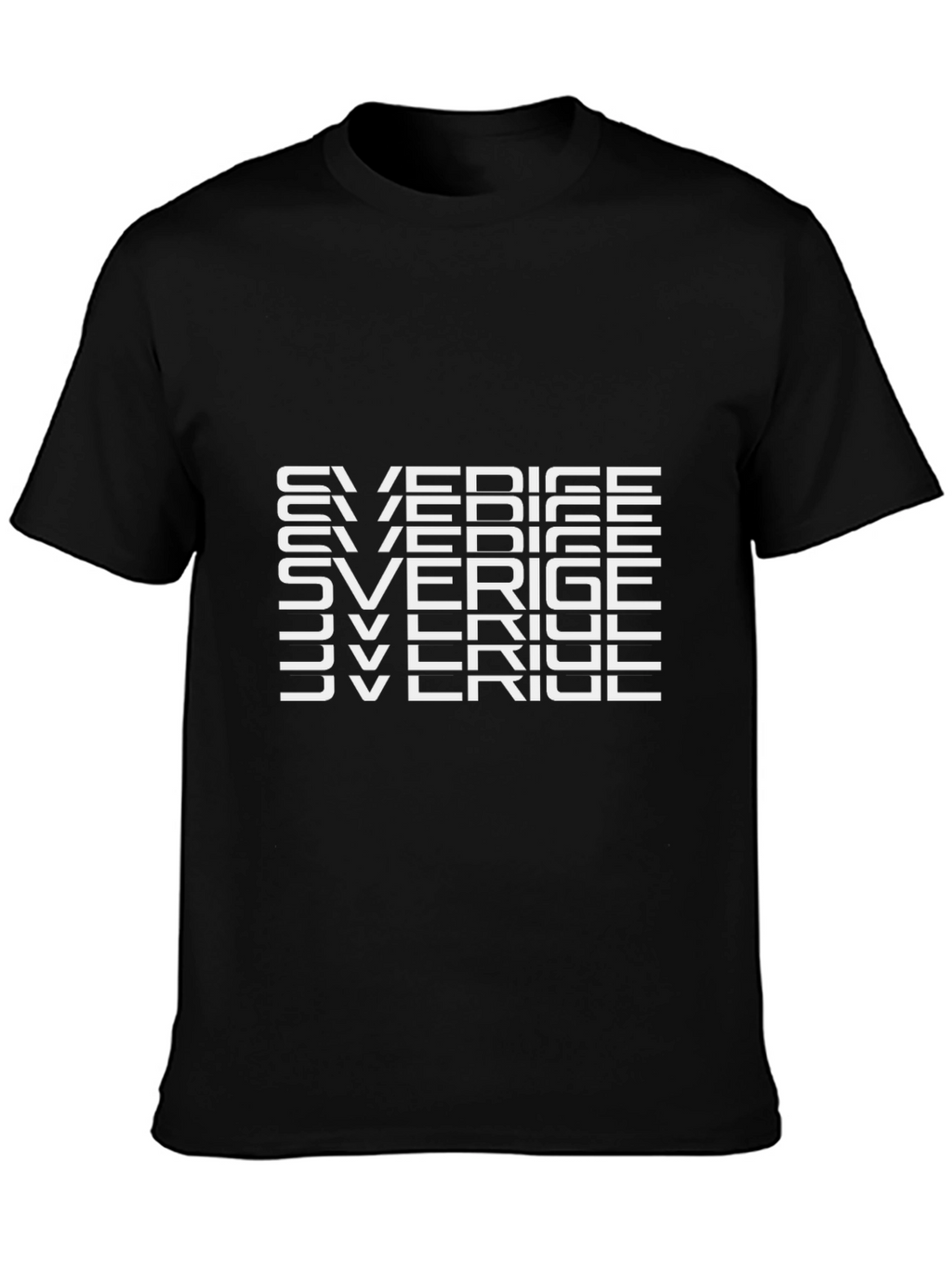 Sverige Text Graphic Print Black T-Shirt