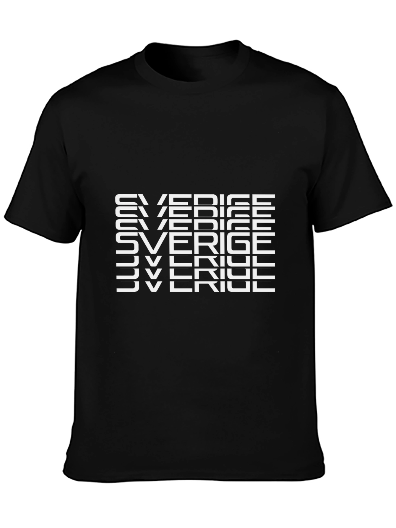 Sverige Text Graphic Print Black T-Shirt