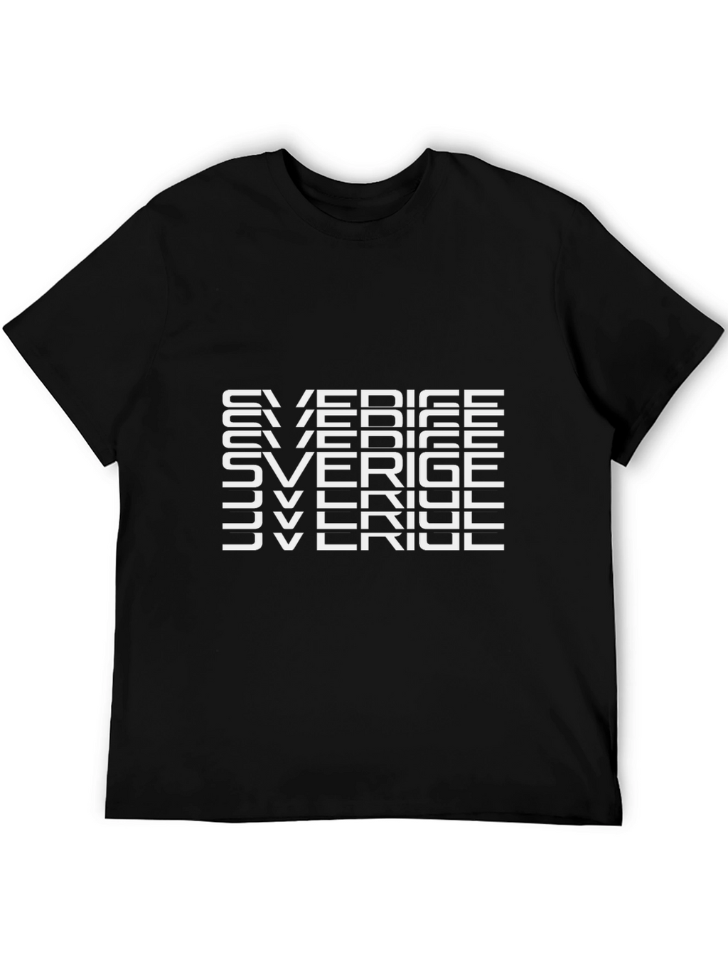 Sverige Text Graphic Print Black T-Shirt