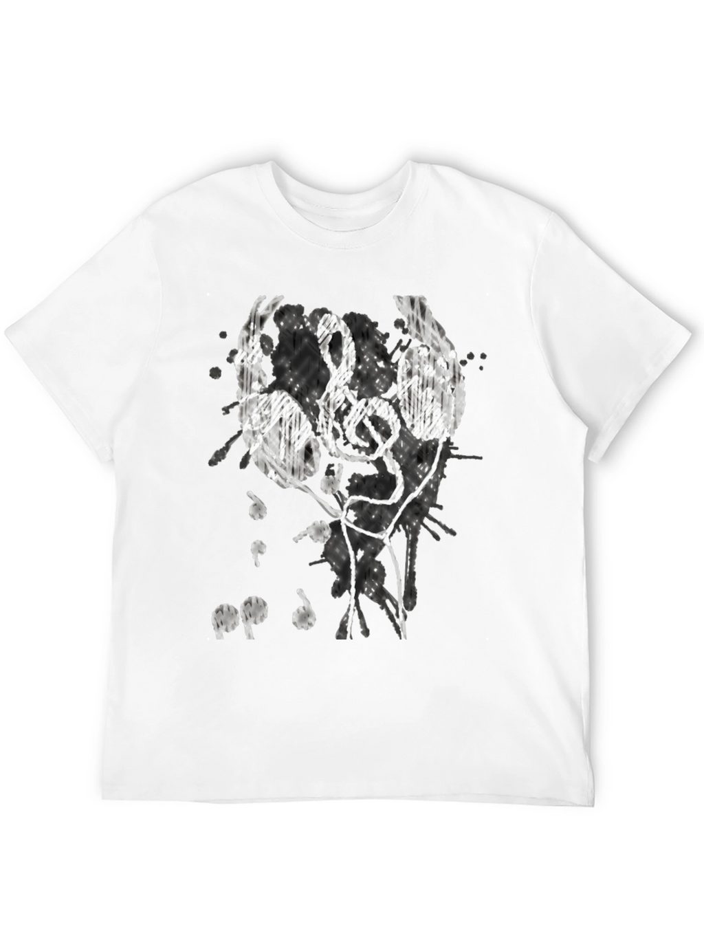Music Lovers Tee: Headphones & Treble Clef Design