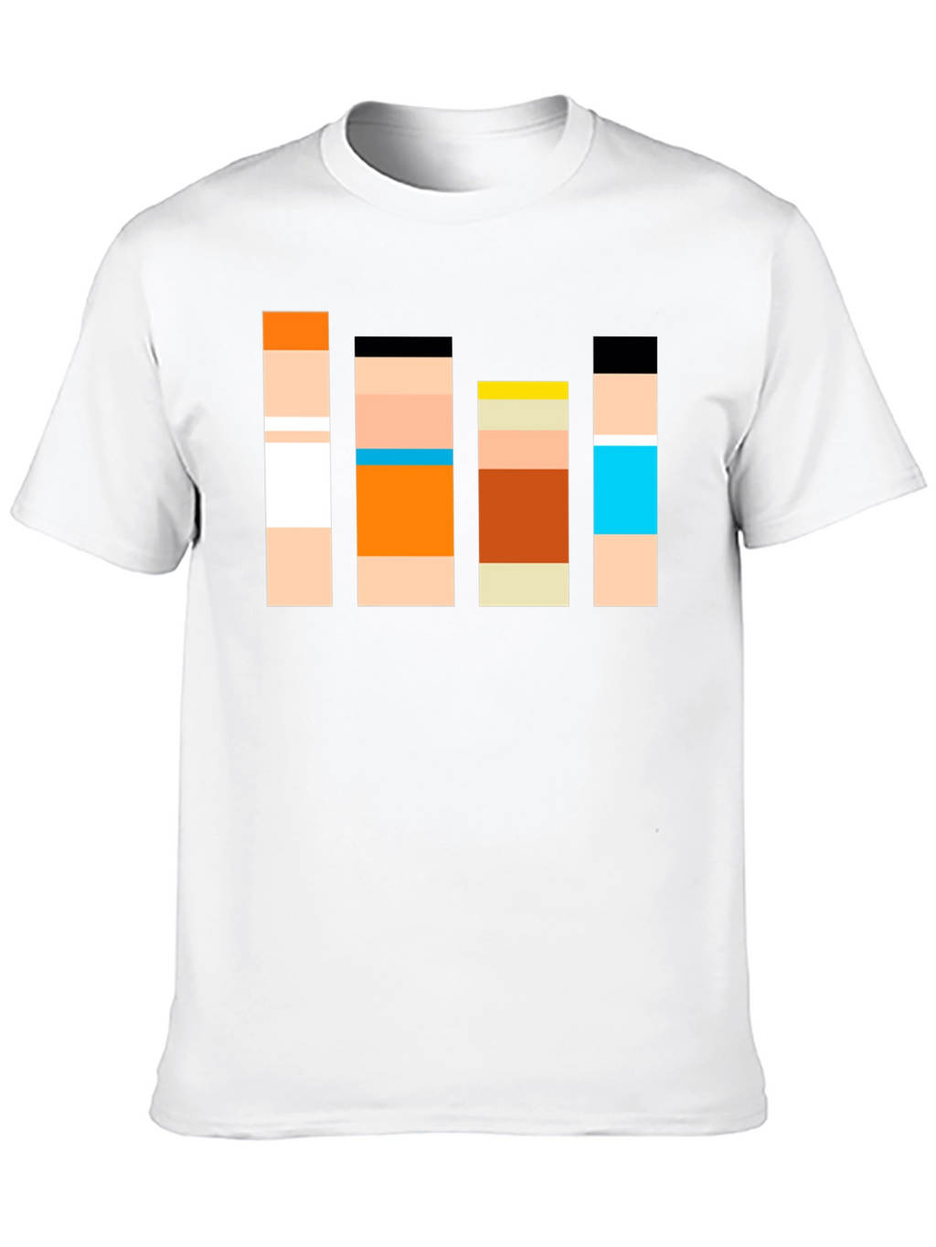 Retro Character Block T-Shirt - Classic Cartoon Style
