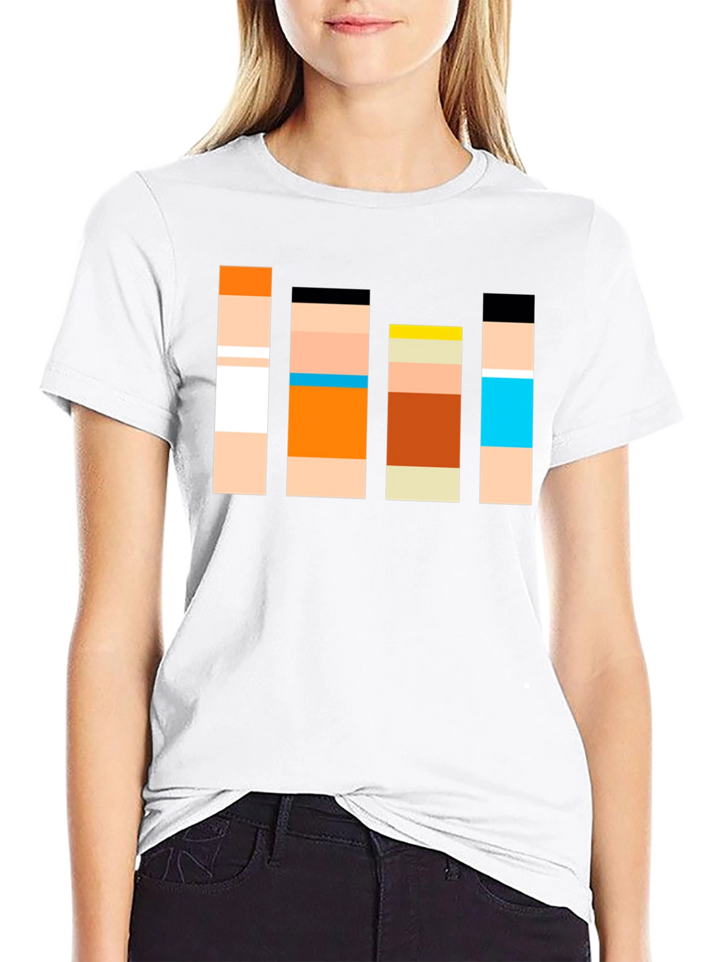Retro Character Block T-Shirt - Classic Cartoon Style