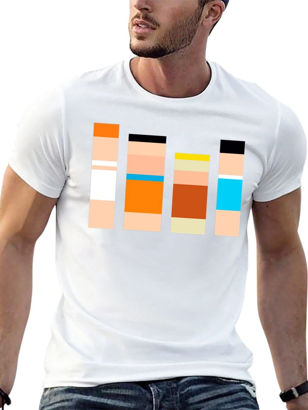 Retro Character Block T-Shirt - Classic Cartoon Style