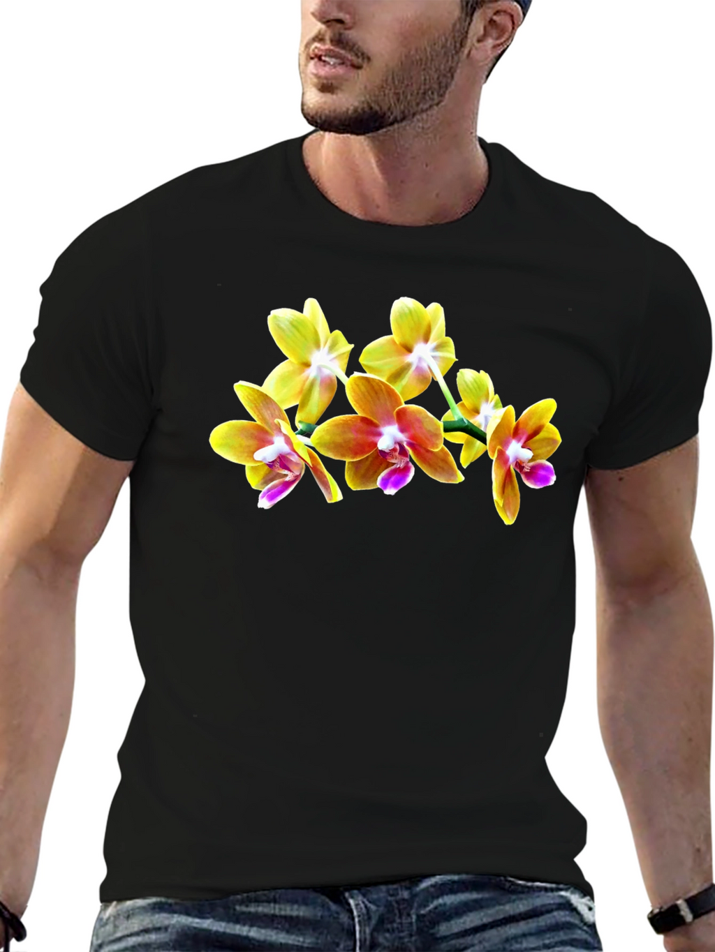 Orchid Blossom Black T-Shirt