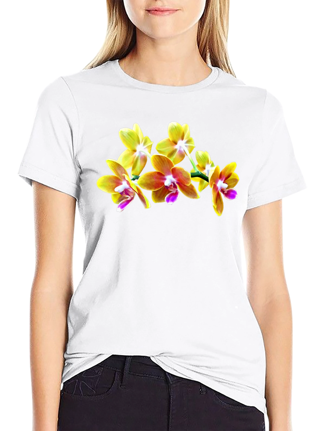 Orchid Blossom Black T-Shirt