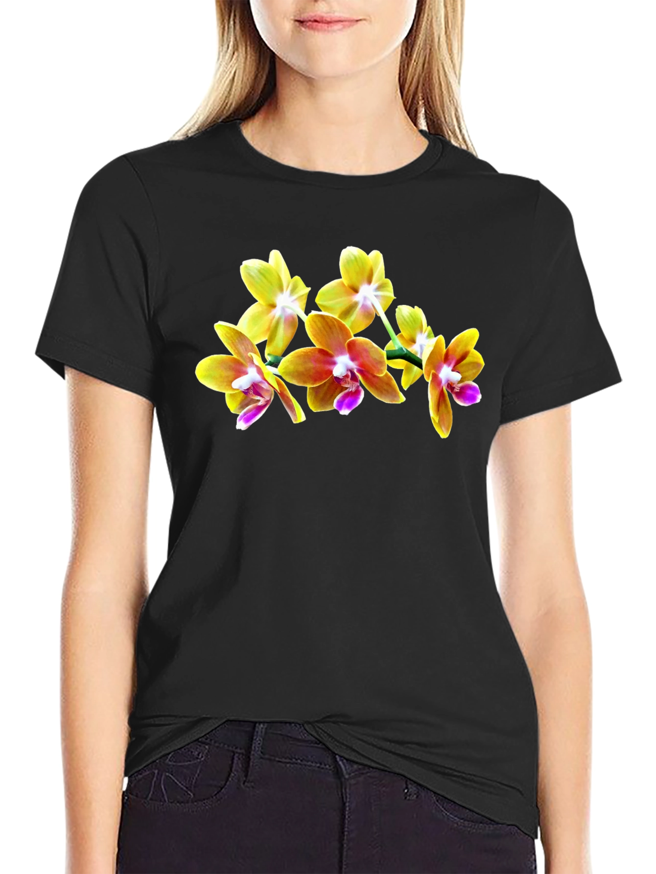 Orchid Blossom Black T-Shirt