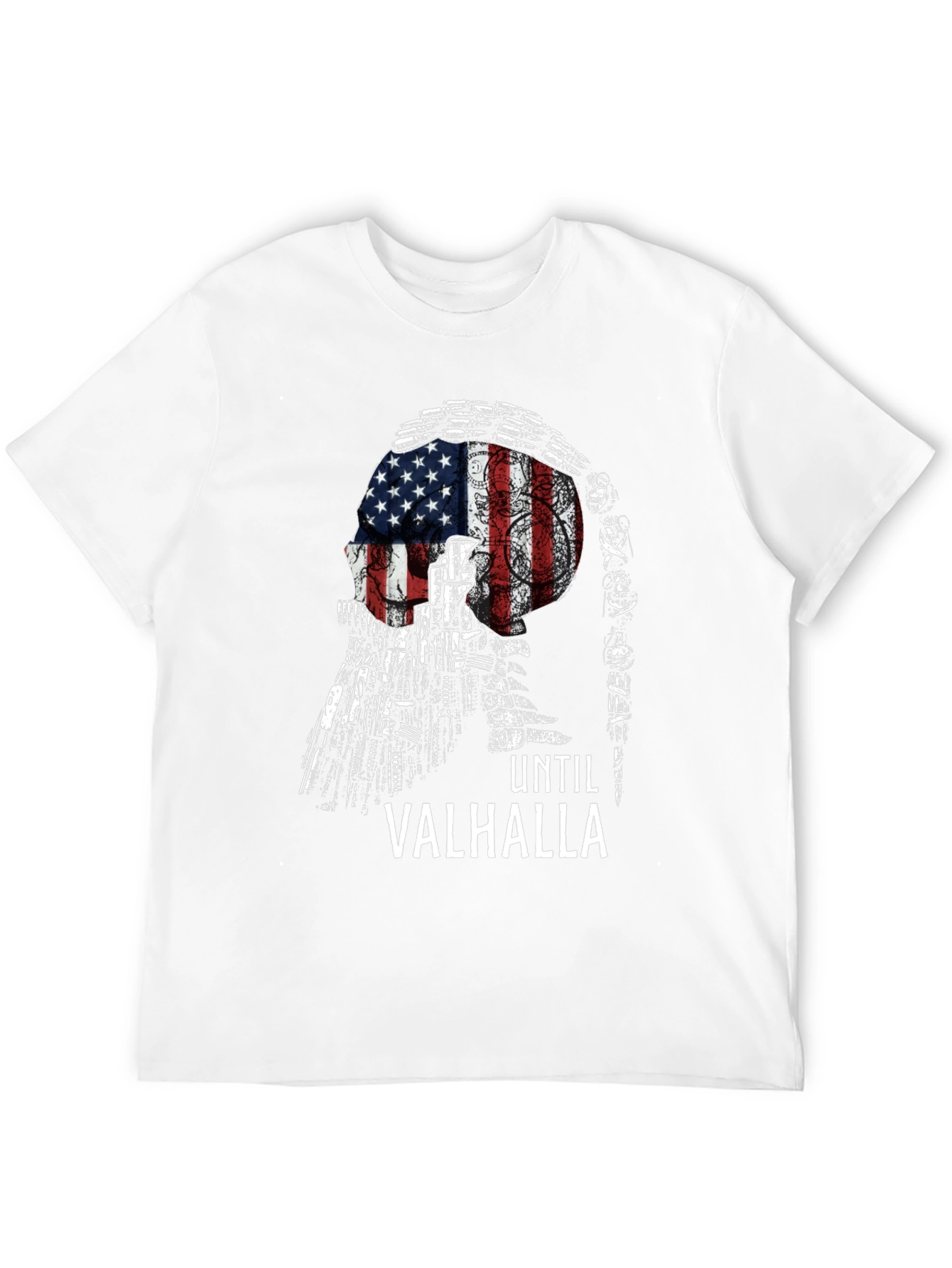 Until Valhalla American Flag Skull T-Shirt