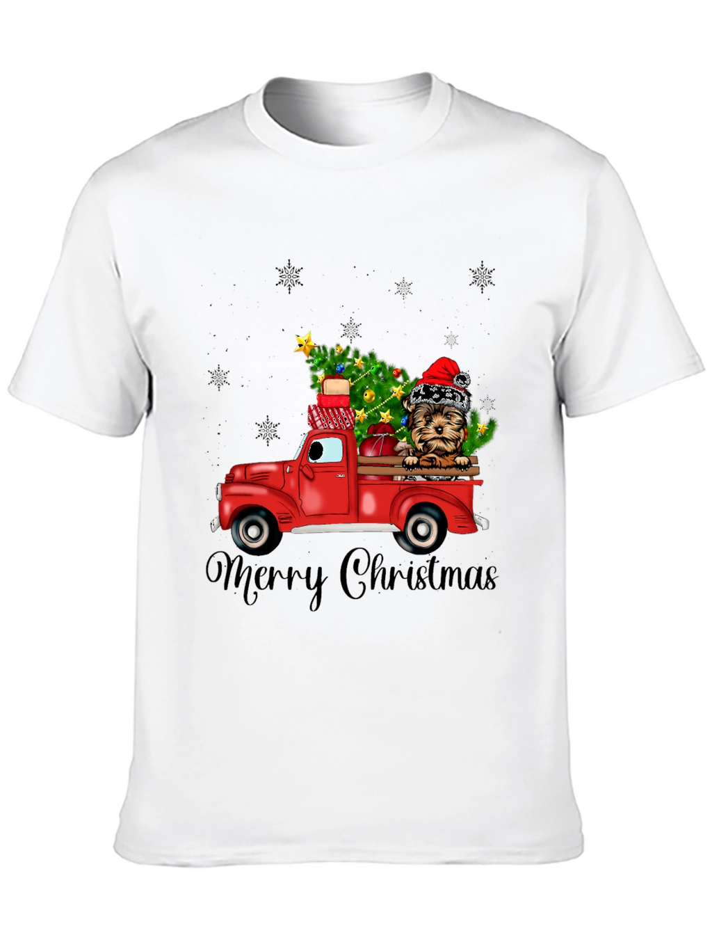 Festive Dog Christmas Truck Graphic Tee