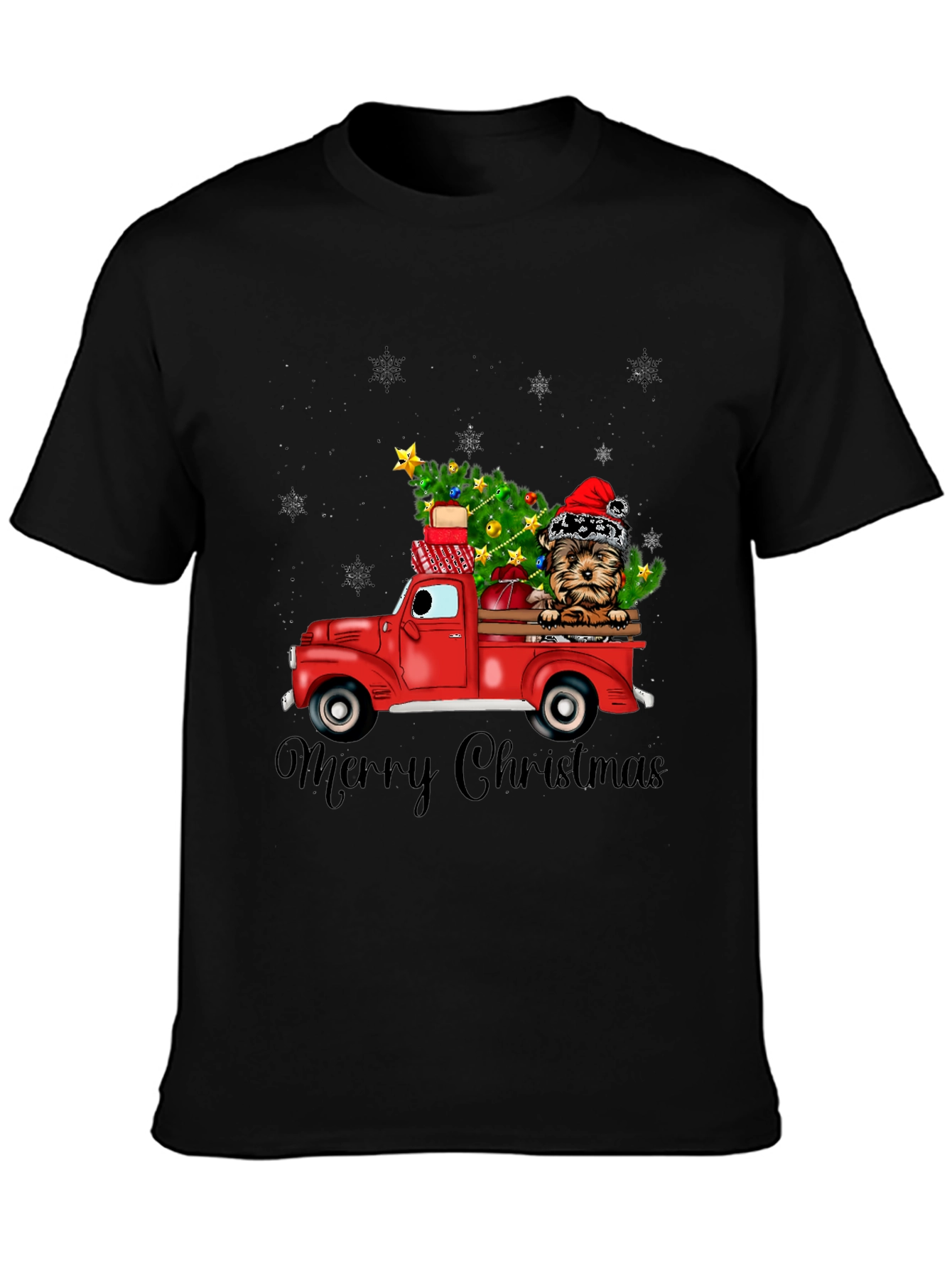 Festive Dog Christmas Truck Graphic Tee