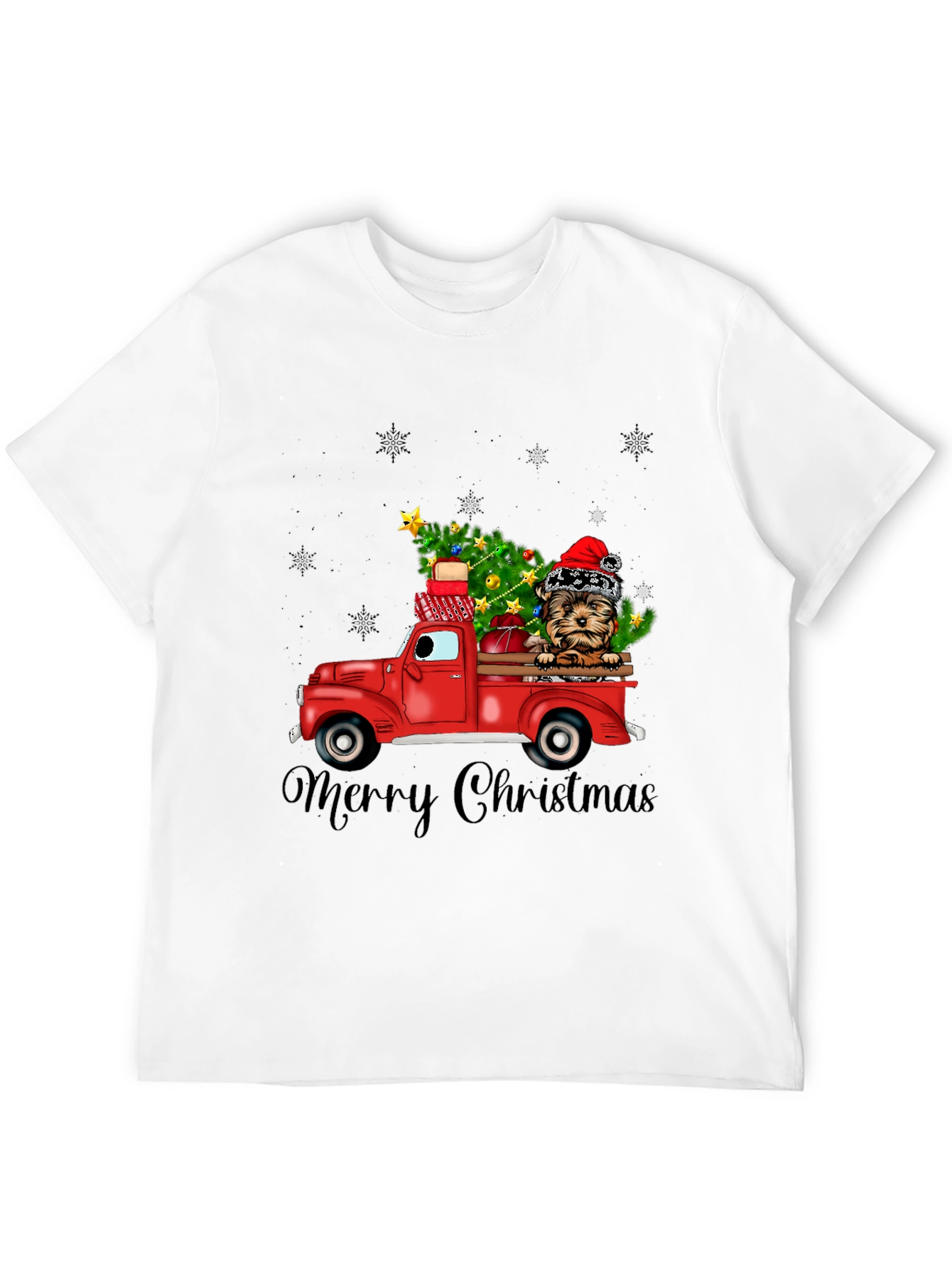 Festive Dog Christmas Truck Graphic Tee