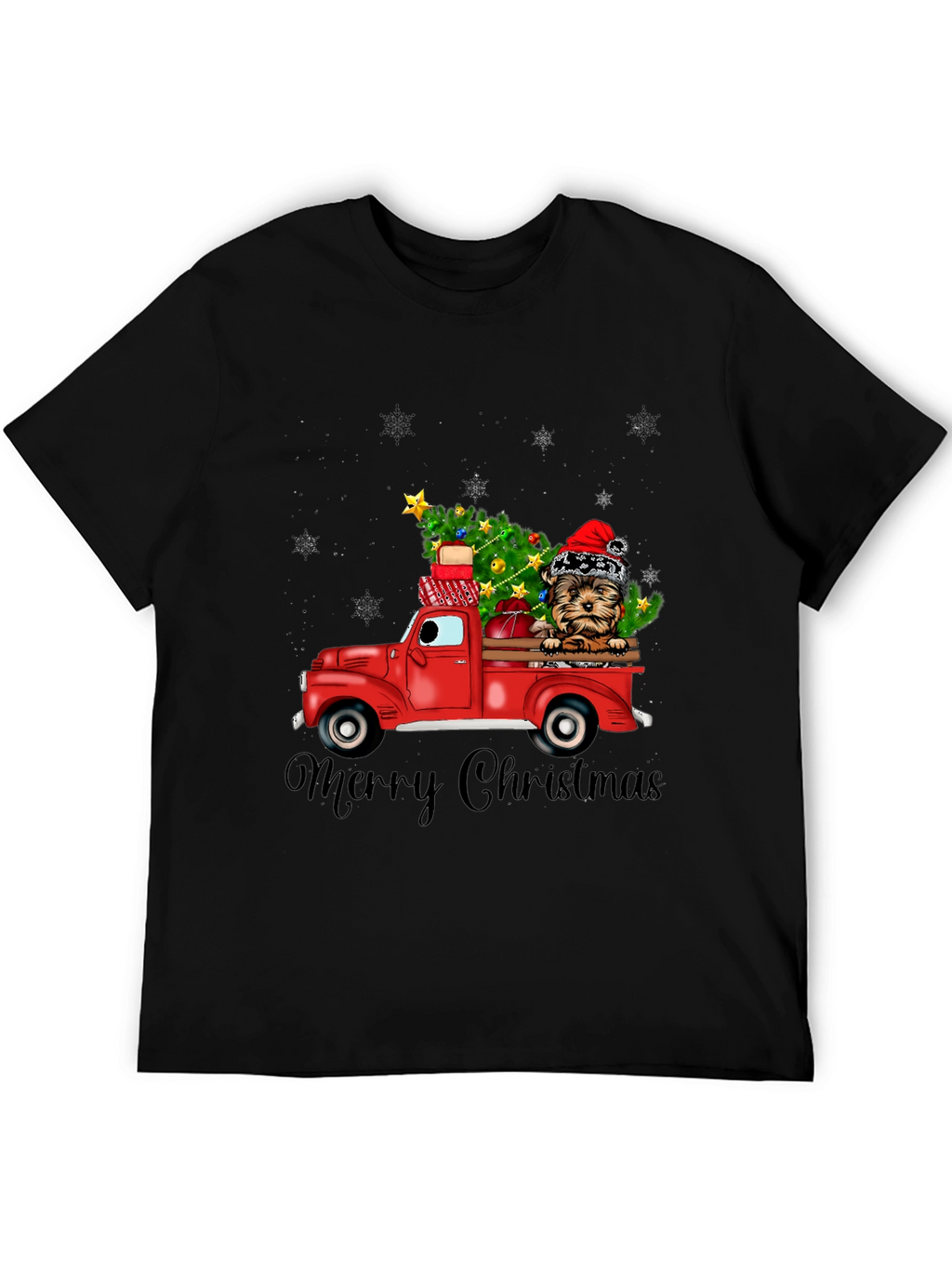 Festive Dog Christmas Truck Graphic Tee