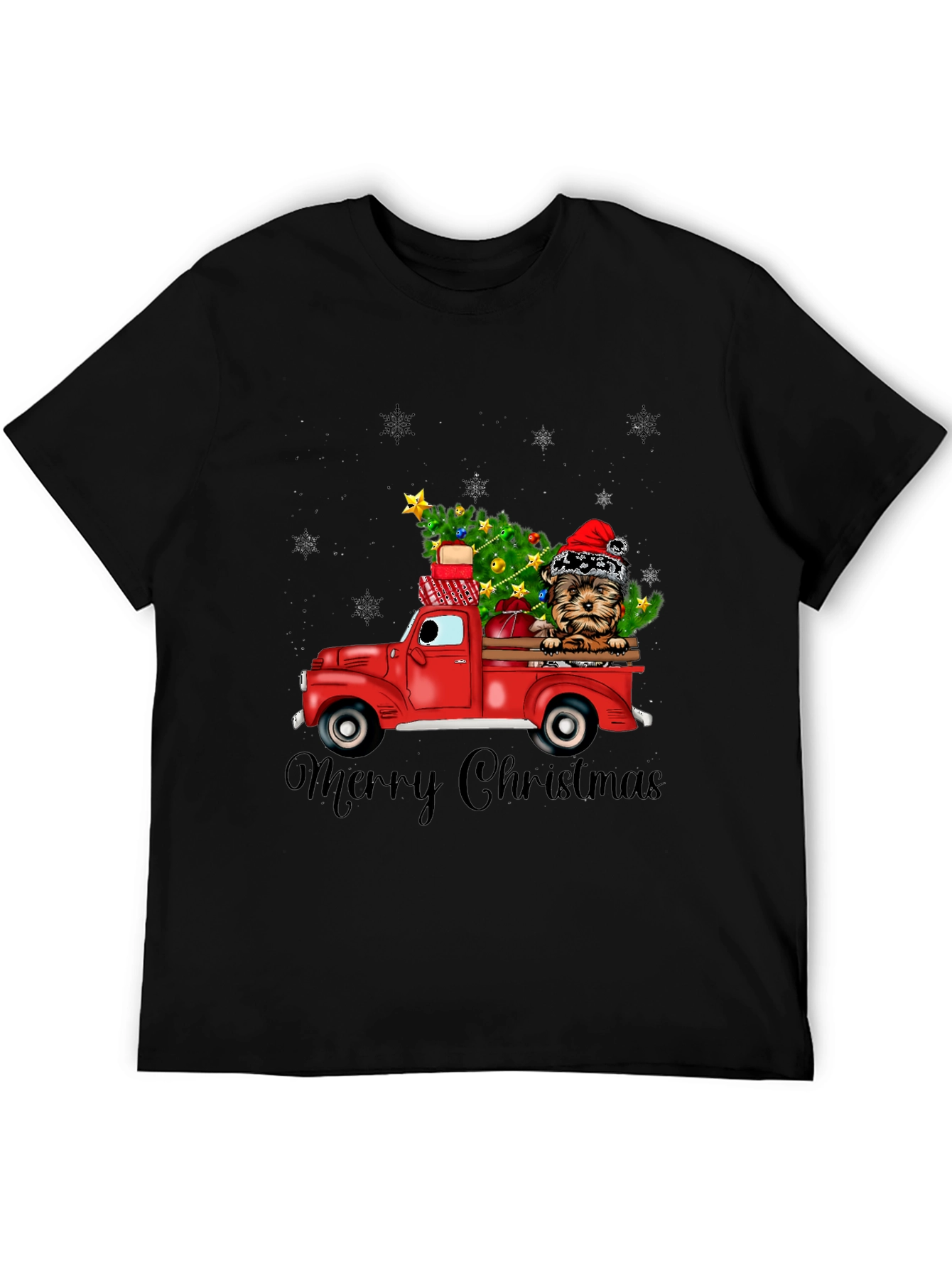 Festive Dog Christmas Truck Graphic Tee