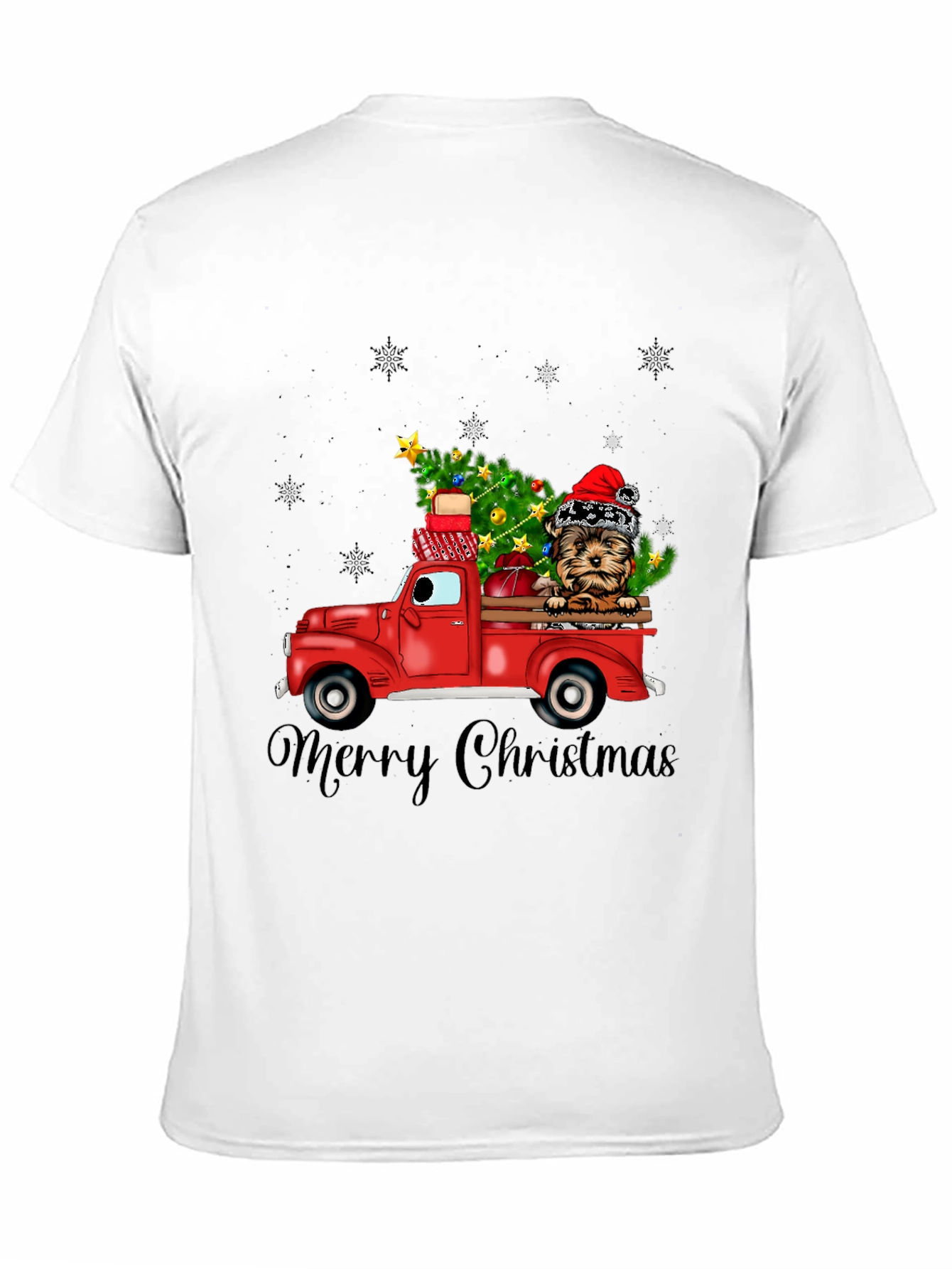 Festive Dog Christmas Truck Graphic Tee
