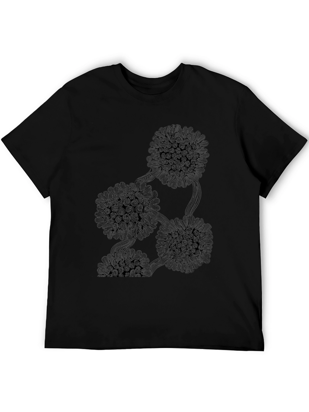 Modern Floral Graphic Black T-Shirt