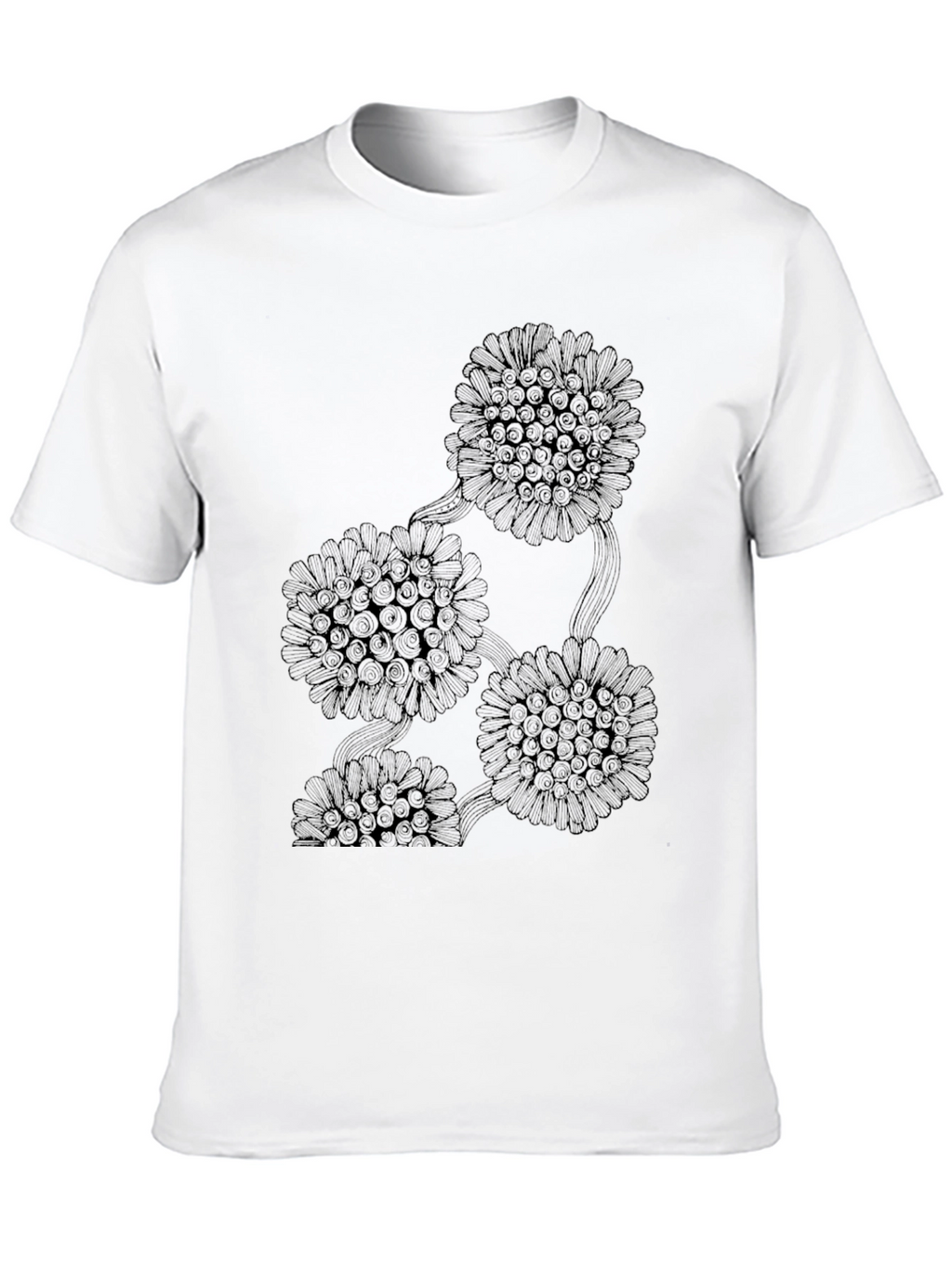 Modern Floral Graphic Black T-Shirt