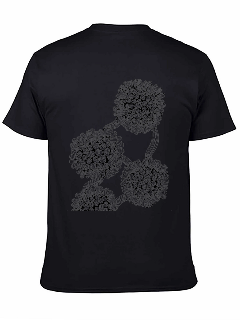 Modern Floral Graphic Black T-Shirt
