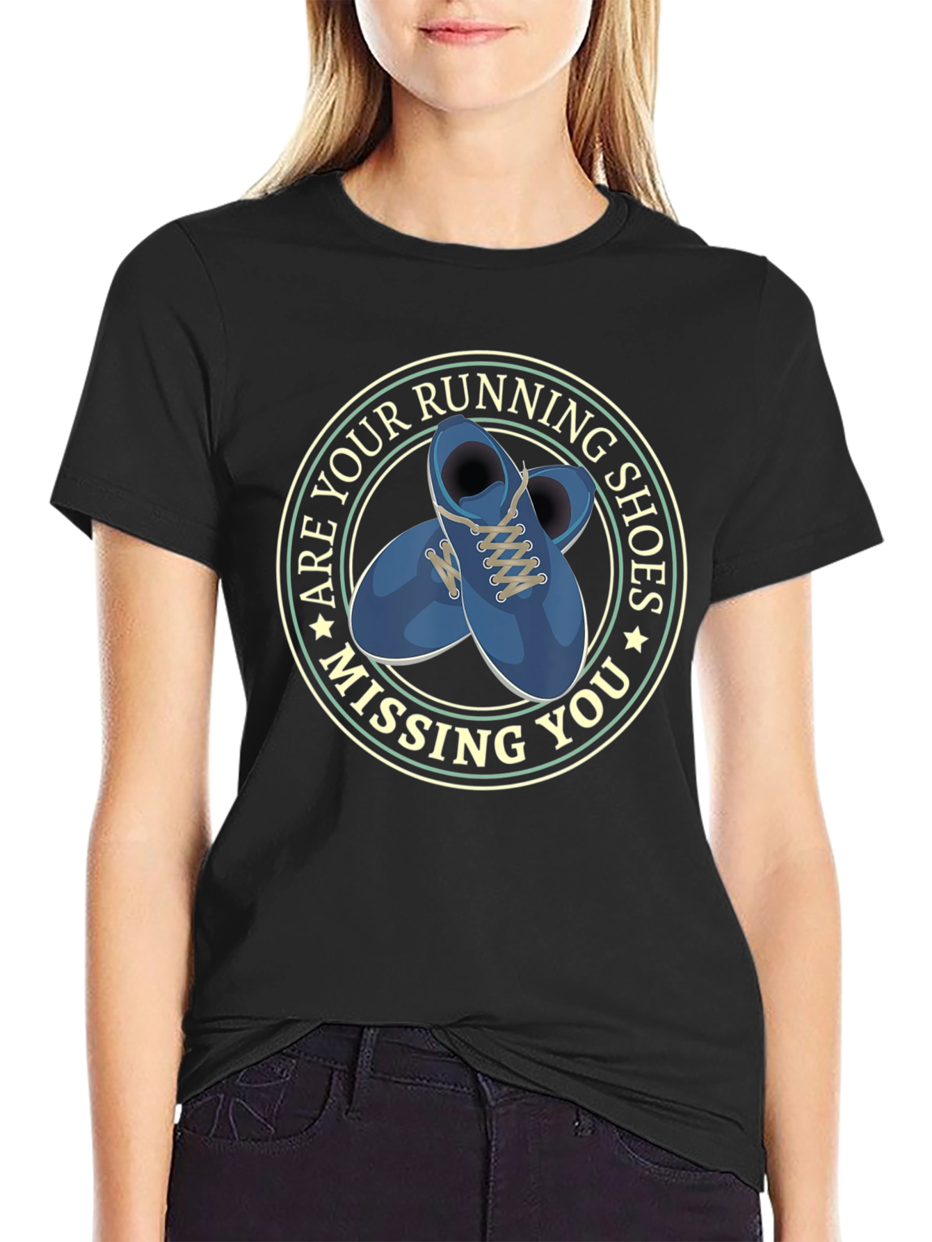 Running Shoes Missing You Black T-Shirt