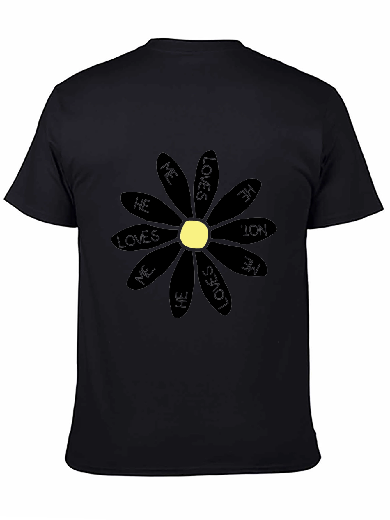 He Loves Me T-Shirt - Black Daisy Graphic Tee