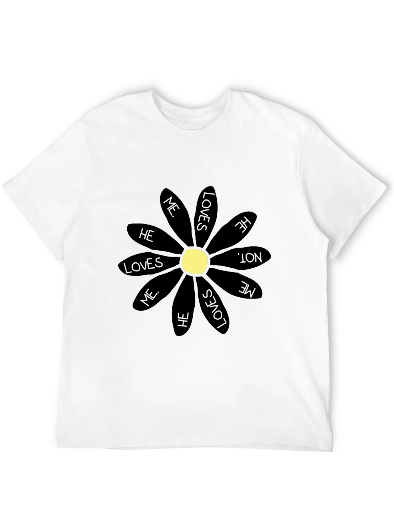 He Loves Me T-Shirt - Black Daisy Graphic Tee