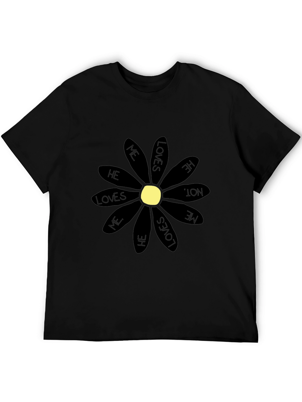He Loves Me T-Shirt - Black Daisy Graphic Tee