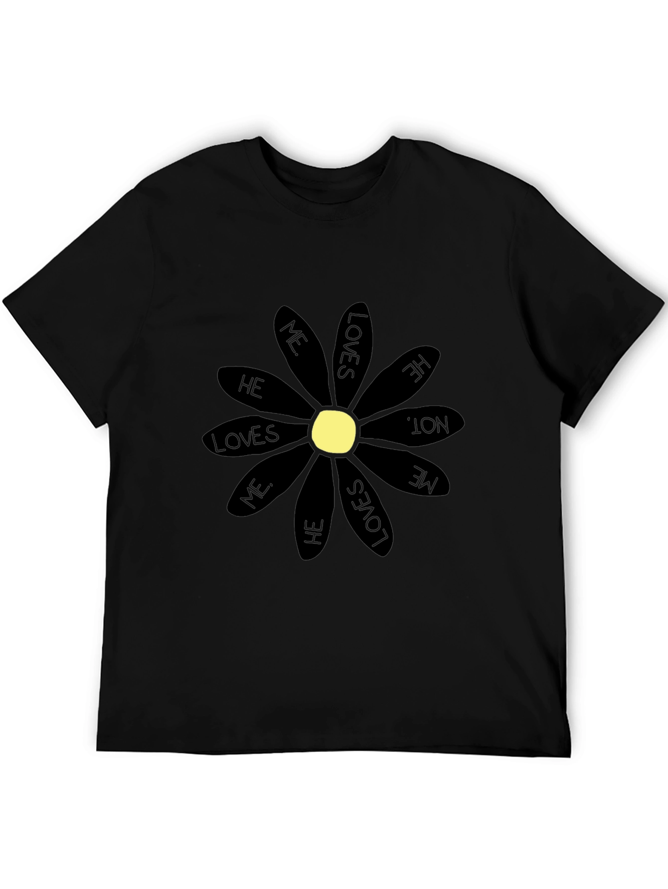He Loves Me T-Shirt - Black Daisy Graphic Tee