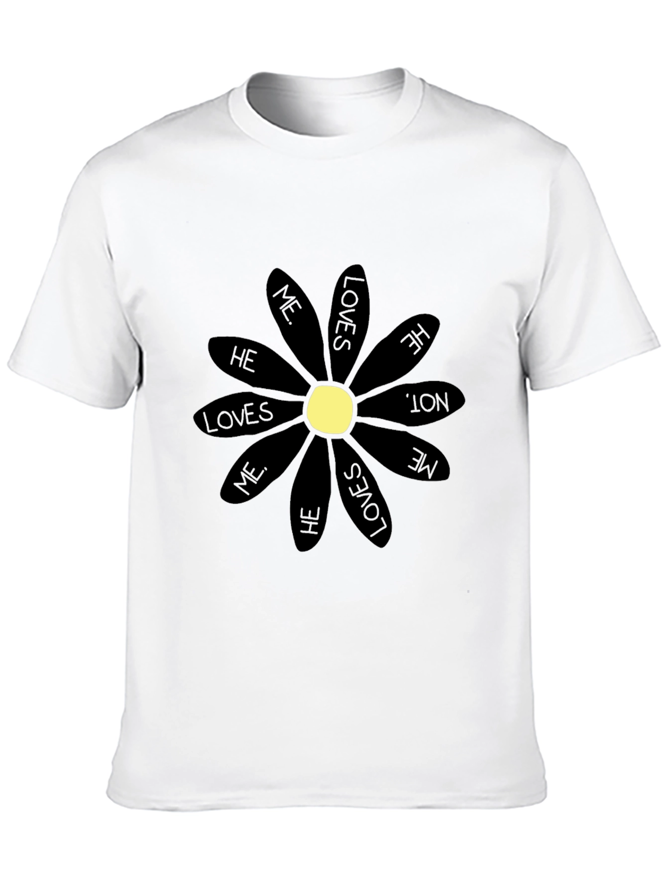 He Loves Me T-Shirt - Black Daisy Graphic Tee