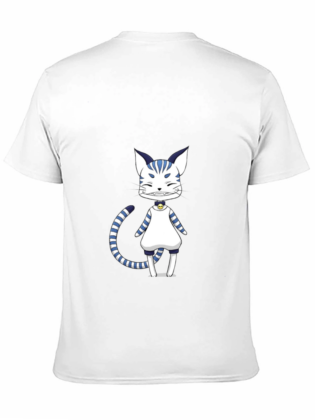 Anime Cat Graphic Black T-Shirt