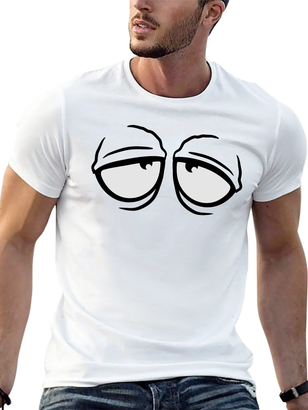 Funny Cartoon Eye Black Graphic Tee