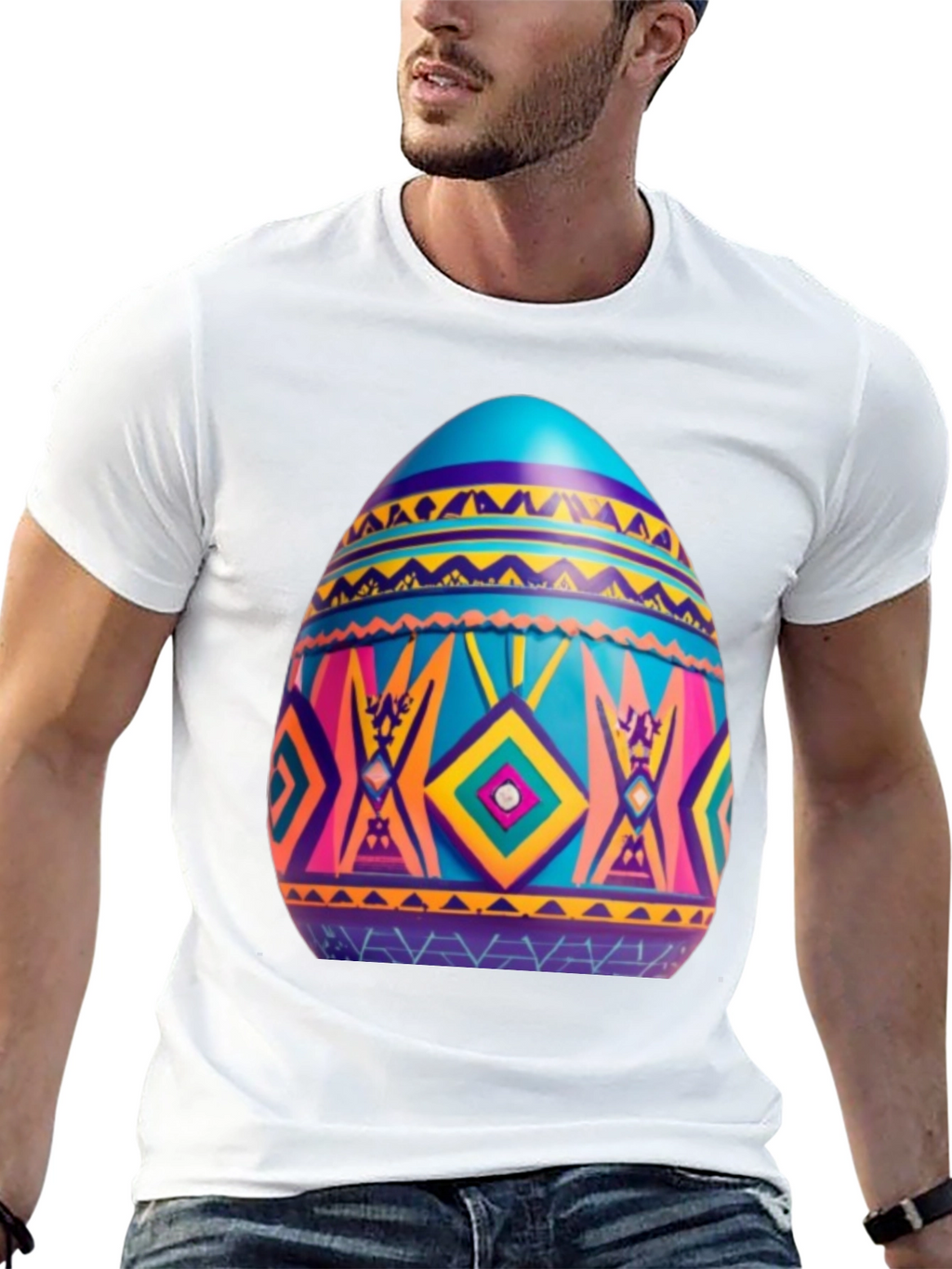 Festive Easter Egg Graphic Tee - Black
